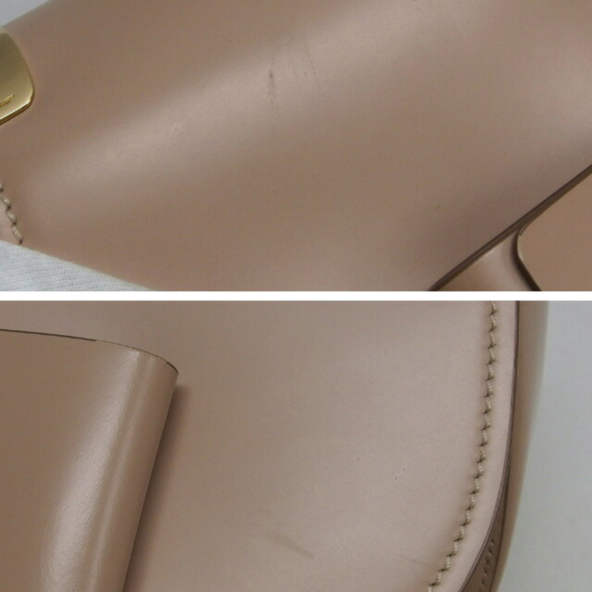 Salvatore Ferragamo Pink Beige Leather Clutch Bag Shoulder Bag (Pre-Owned)