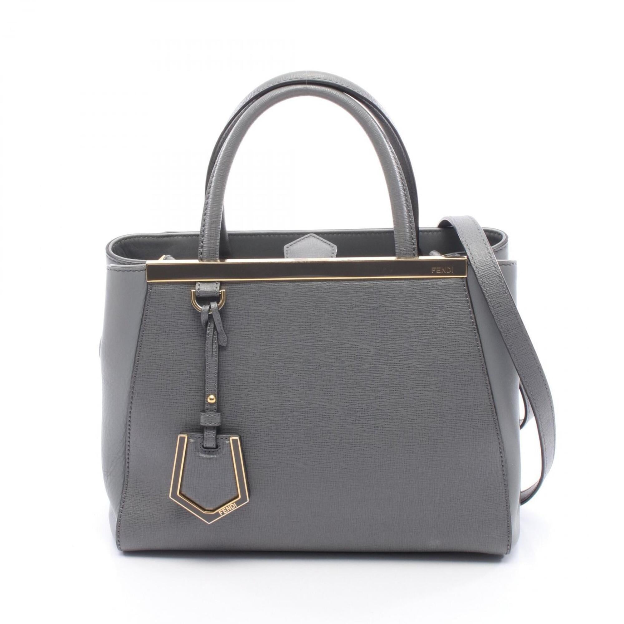 Fendi Gray Leather Handbag (Pre-Owned)