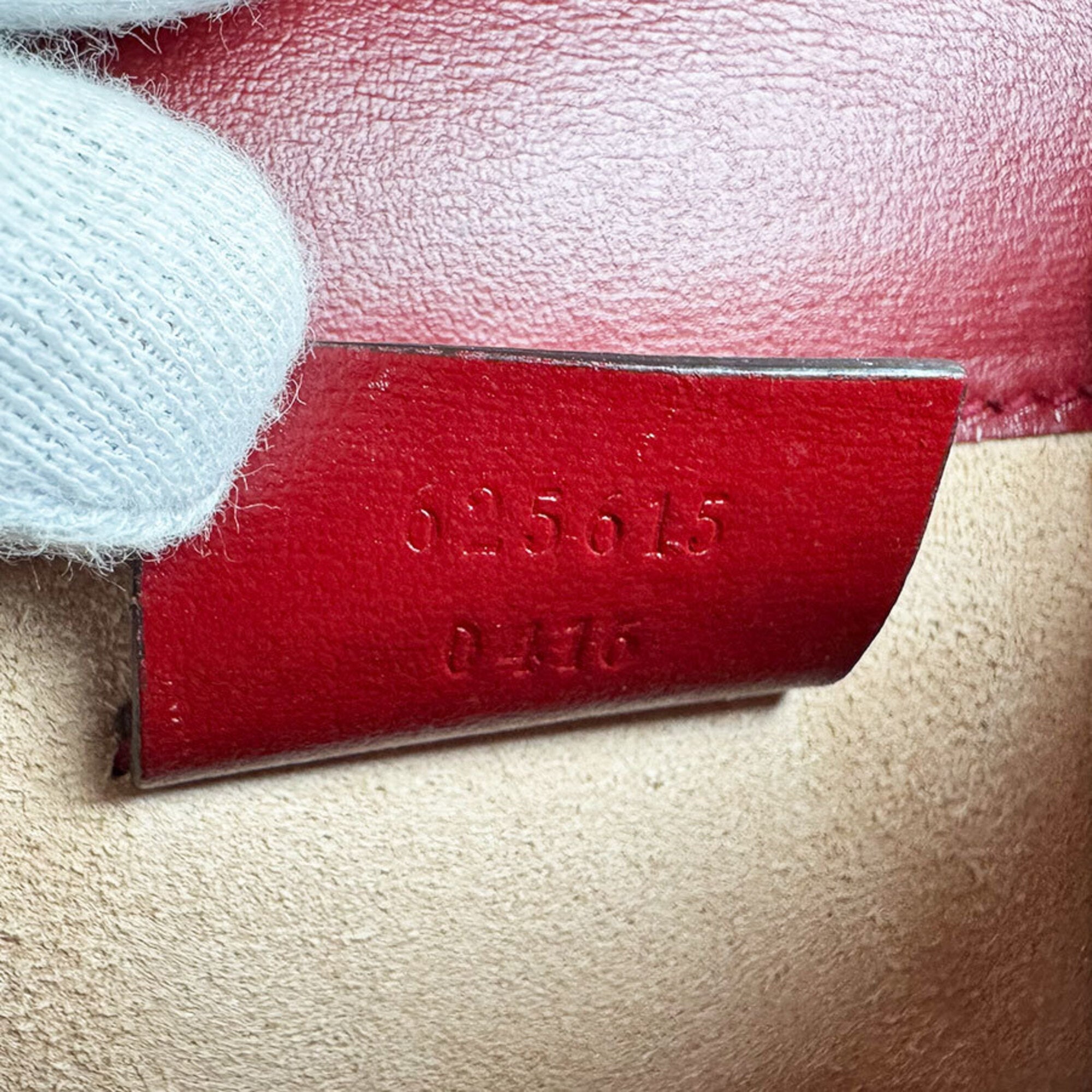 Gucci Red Color Leather Shoulder Bag (Pre-Owned)