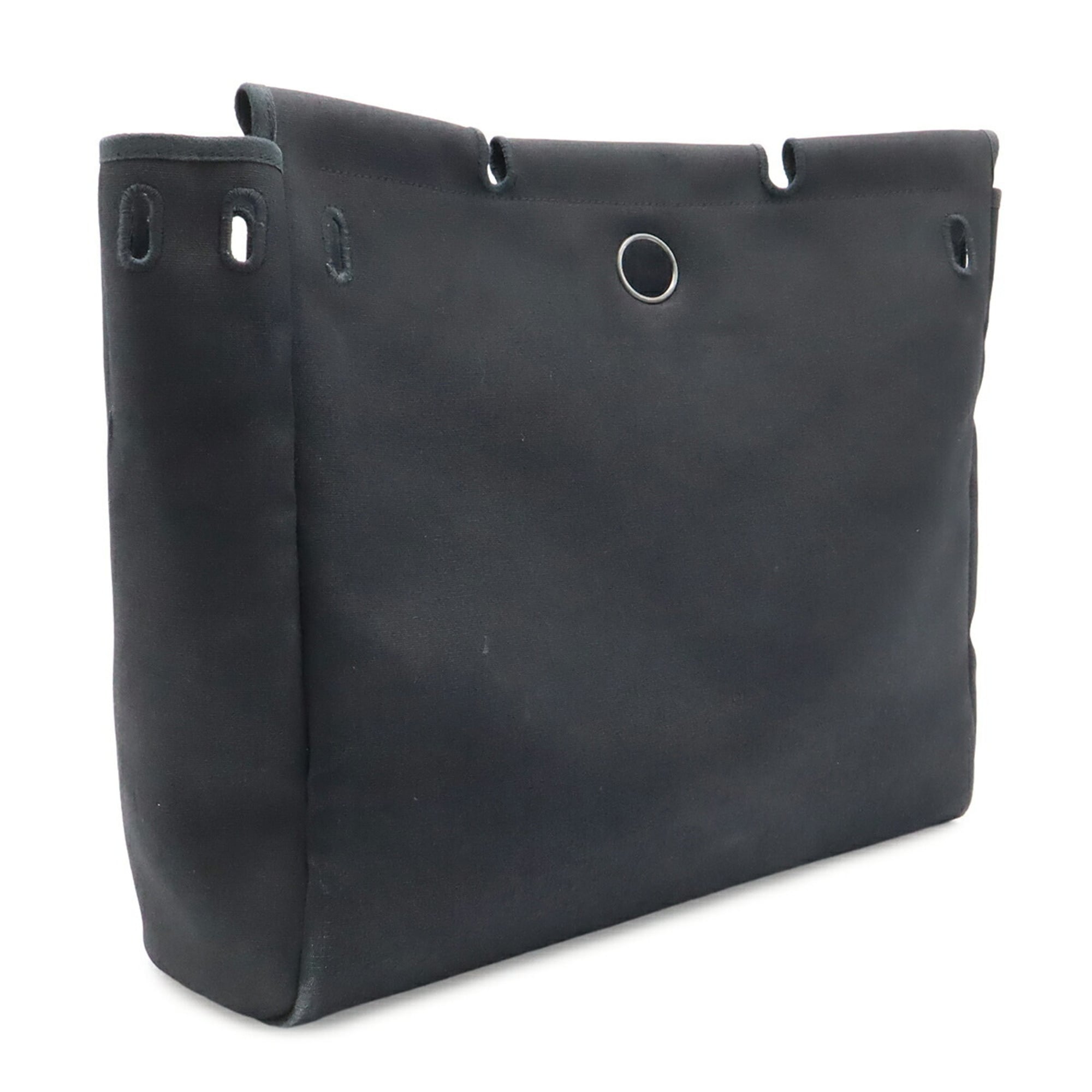 Hermes Black Toile Officier Leather Handbag Shoulder Bag (Pre-Owned)