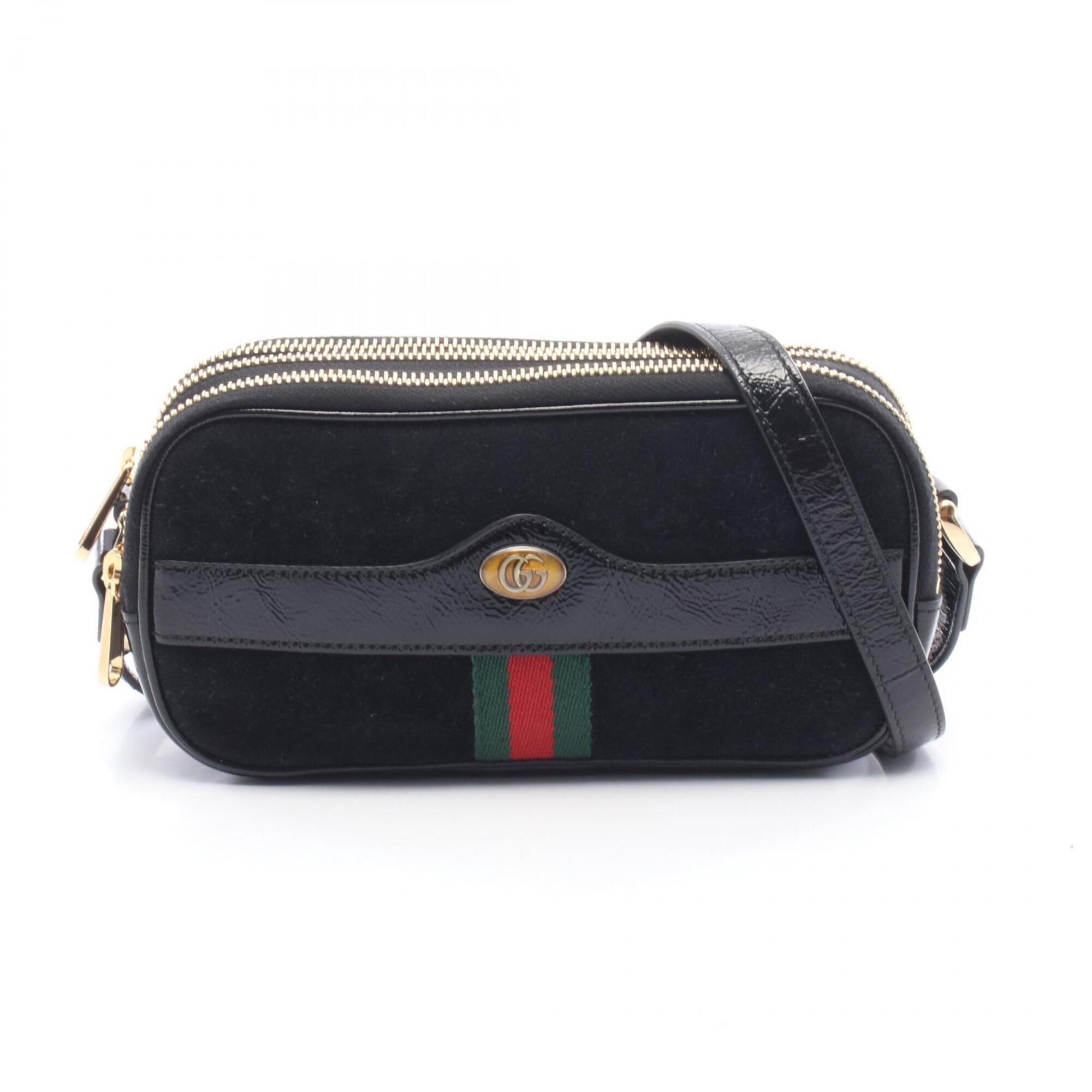 Gucci Black Patent Leather Suede Handbag Shoulder Bag (Pre-Owned)