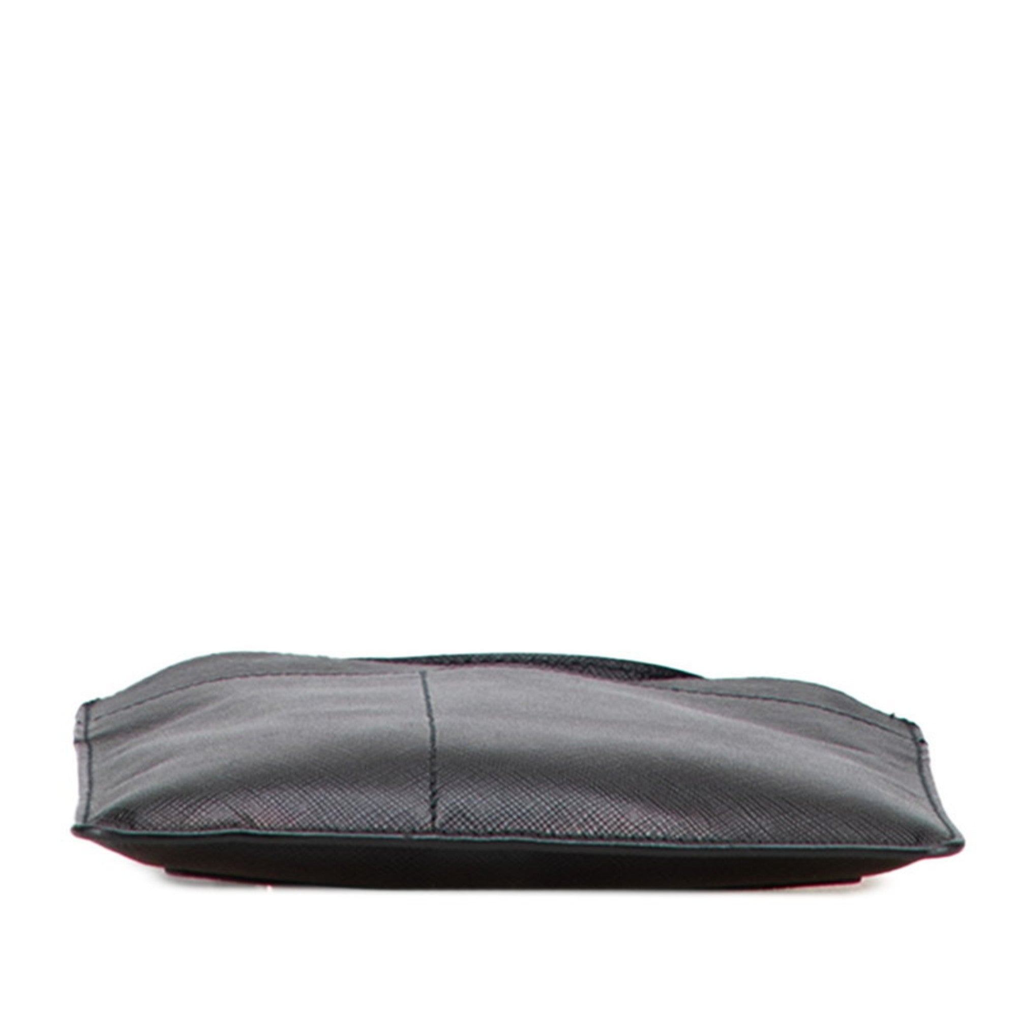 Prada Saffiano Black Leather Shoulder Bag (Pre-Owned)