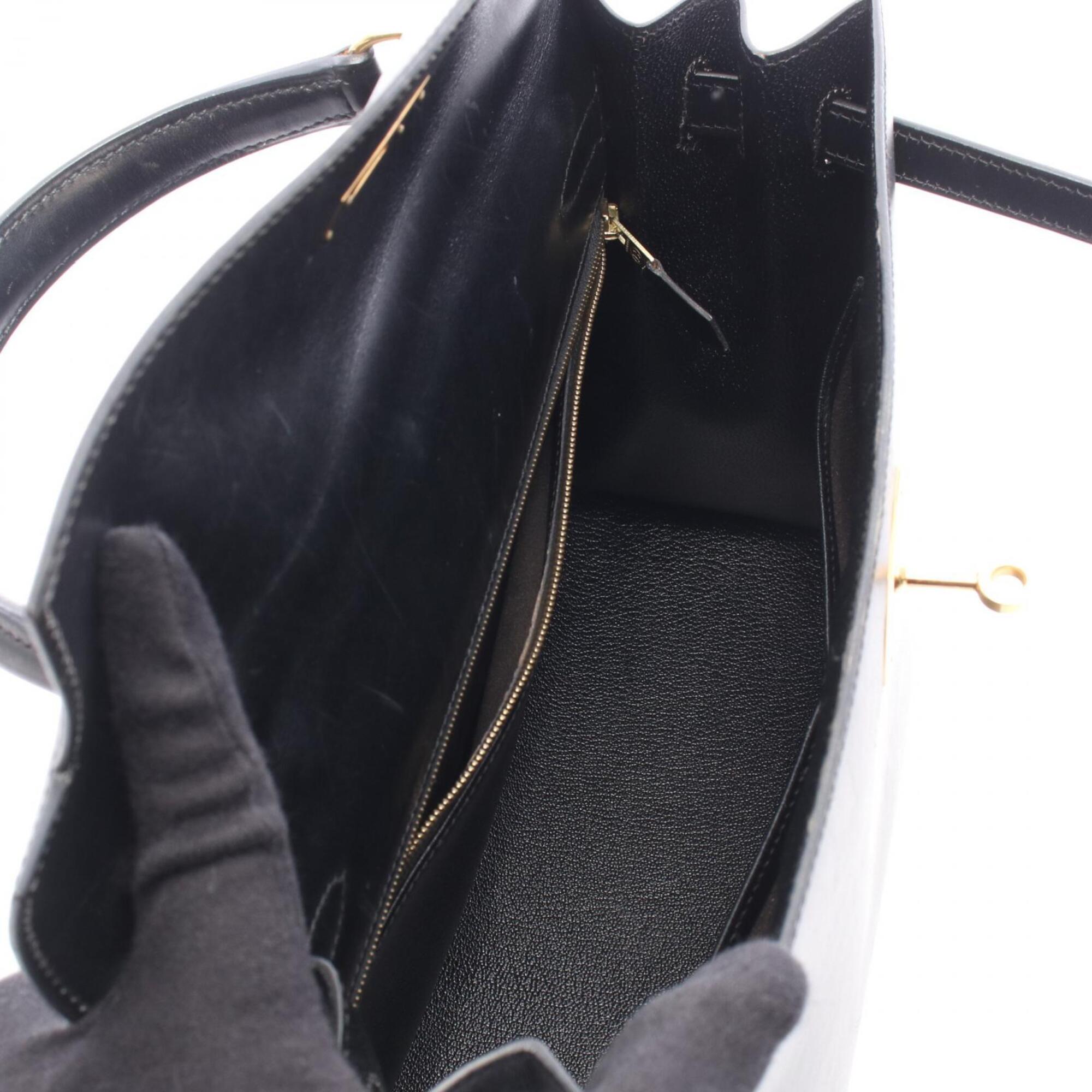 Hermes Black Box Calf Leather Handbag (Pre-Owned)