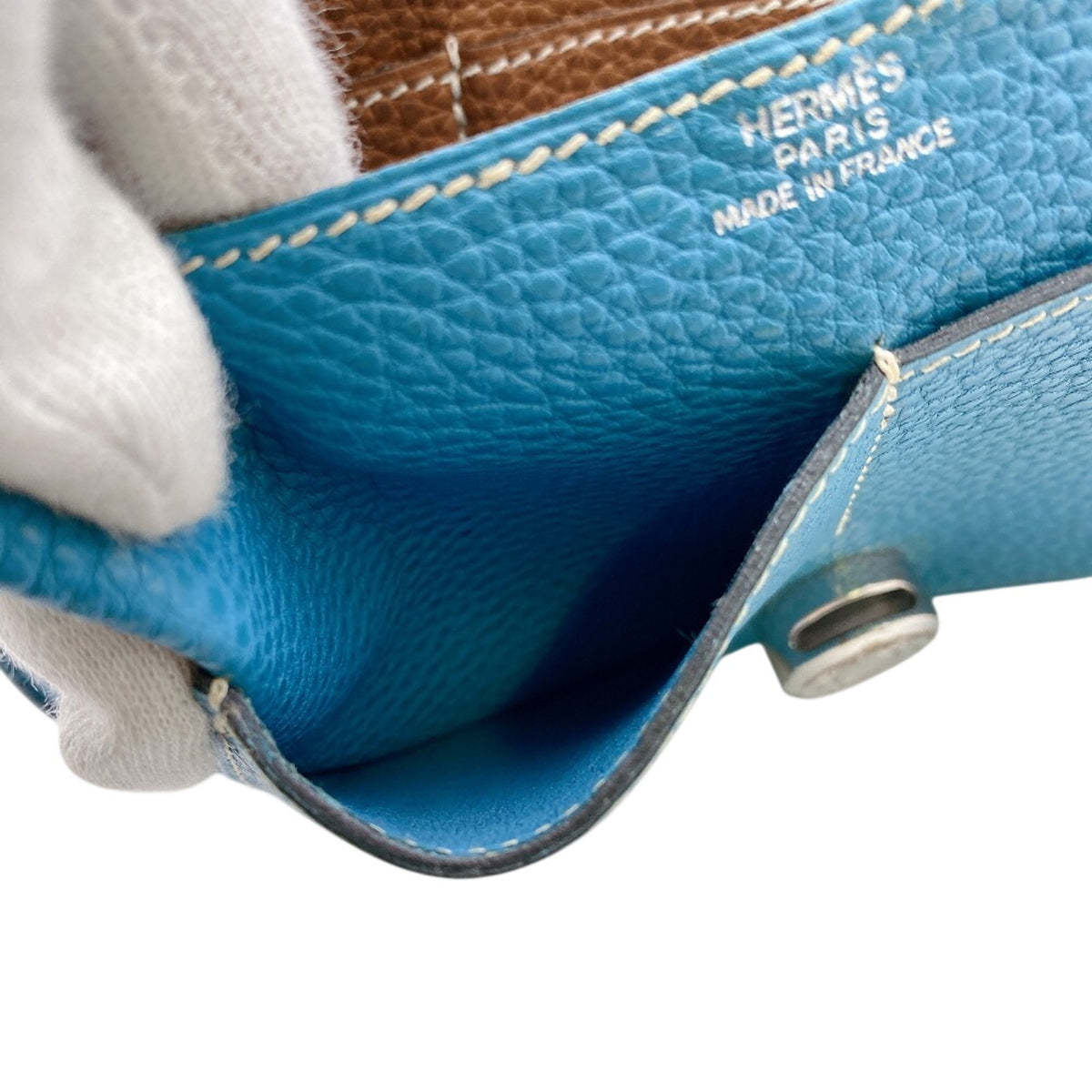 Hermes Bicolor Blue Brown Togo Leather (Pre-Owned)