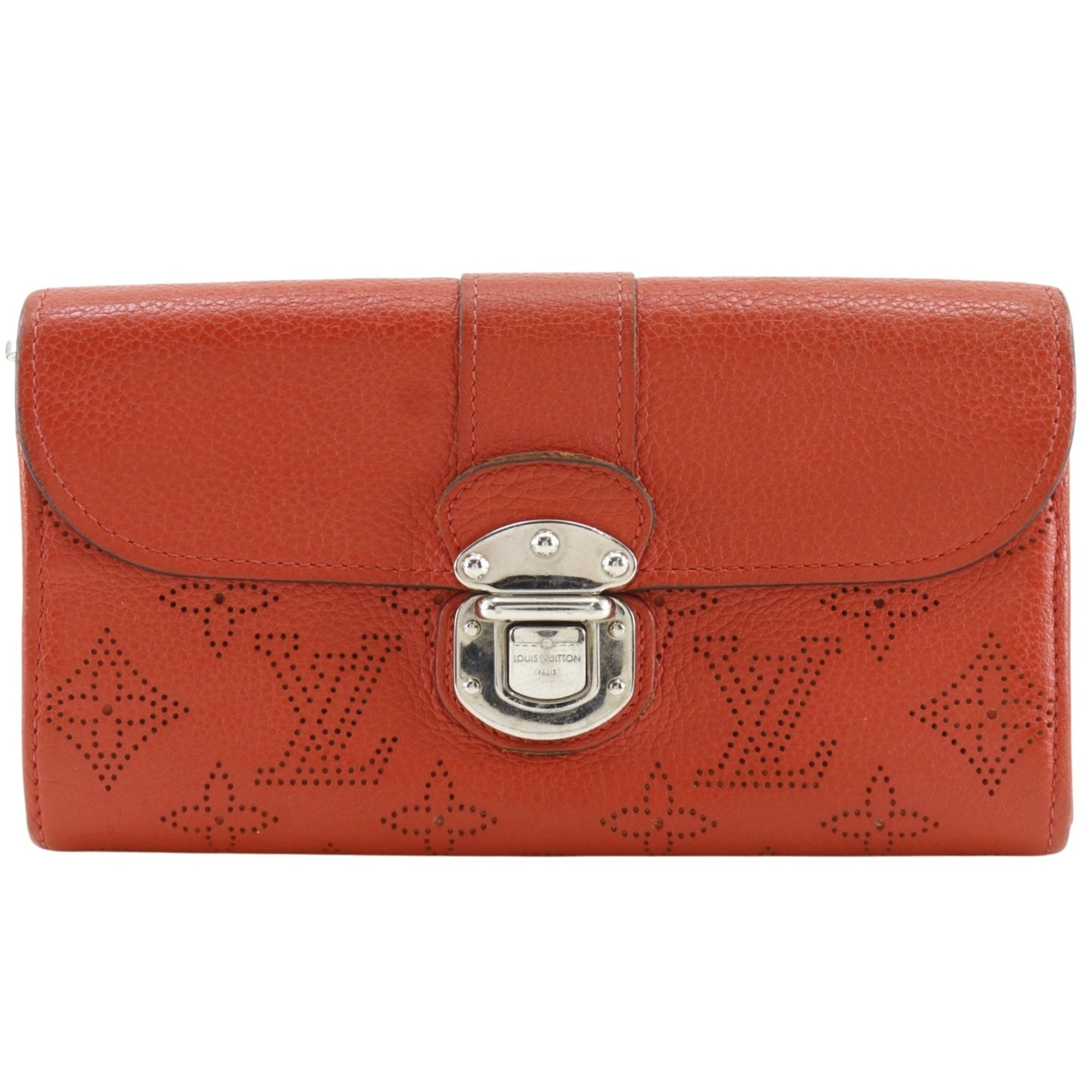 Louis Vuitton Red Color Monogram Mahina Leather Long Wallet (Bi-Fold) (Pre-Owned)