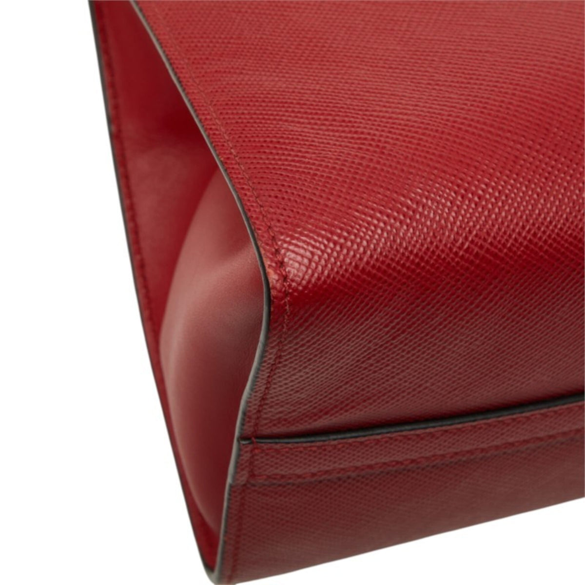 Prada Red Color Leather Handbag Shoulder Bag (Pre-Owned)
