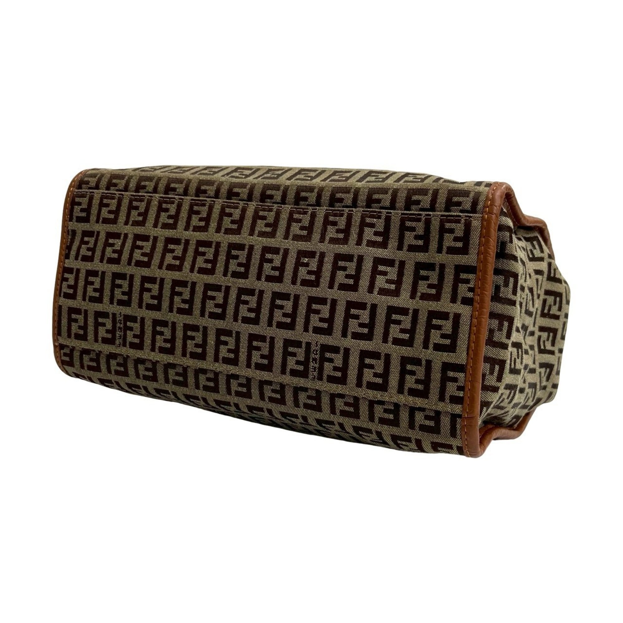 Fendi Brown Canvas Leather Handbag Tote Bag (Pre-Owned)