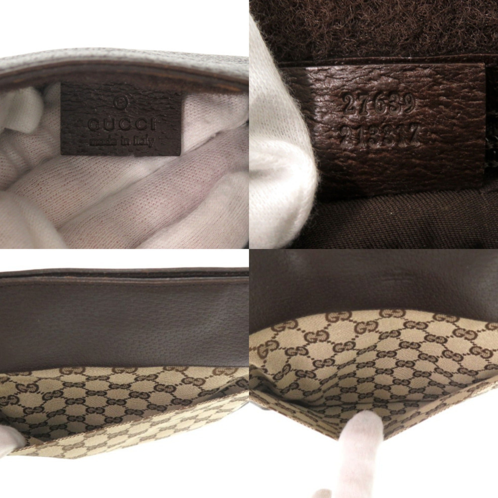 Gucci Brown Green Red Color Gg Canvas Leather Messenger Bag Sling Bag (Pre-Owned)