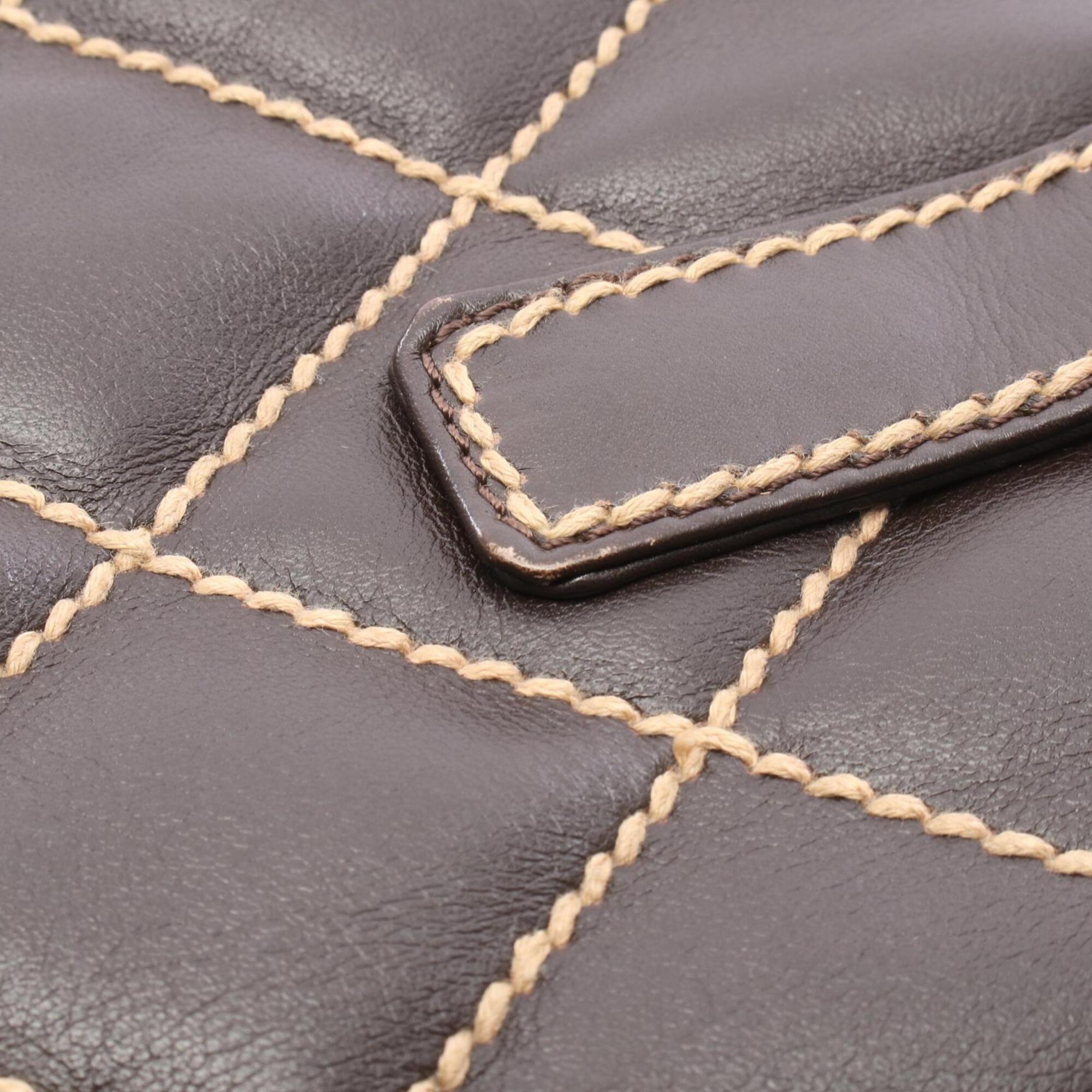 Chanel Brown Leather Handbag Tote Bag (Pre-Owned)
