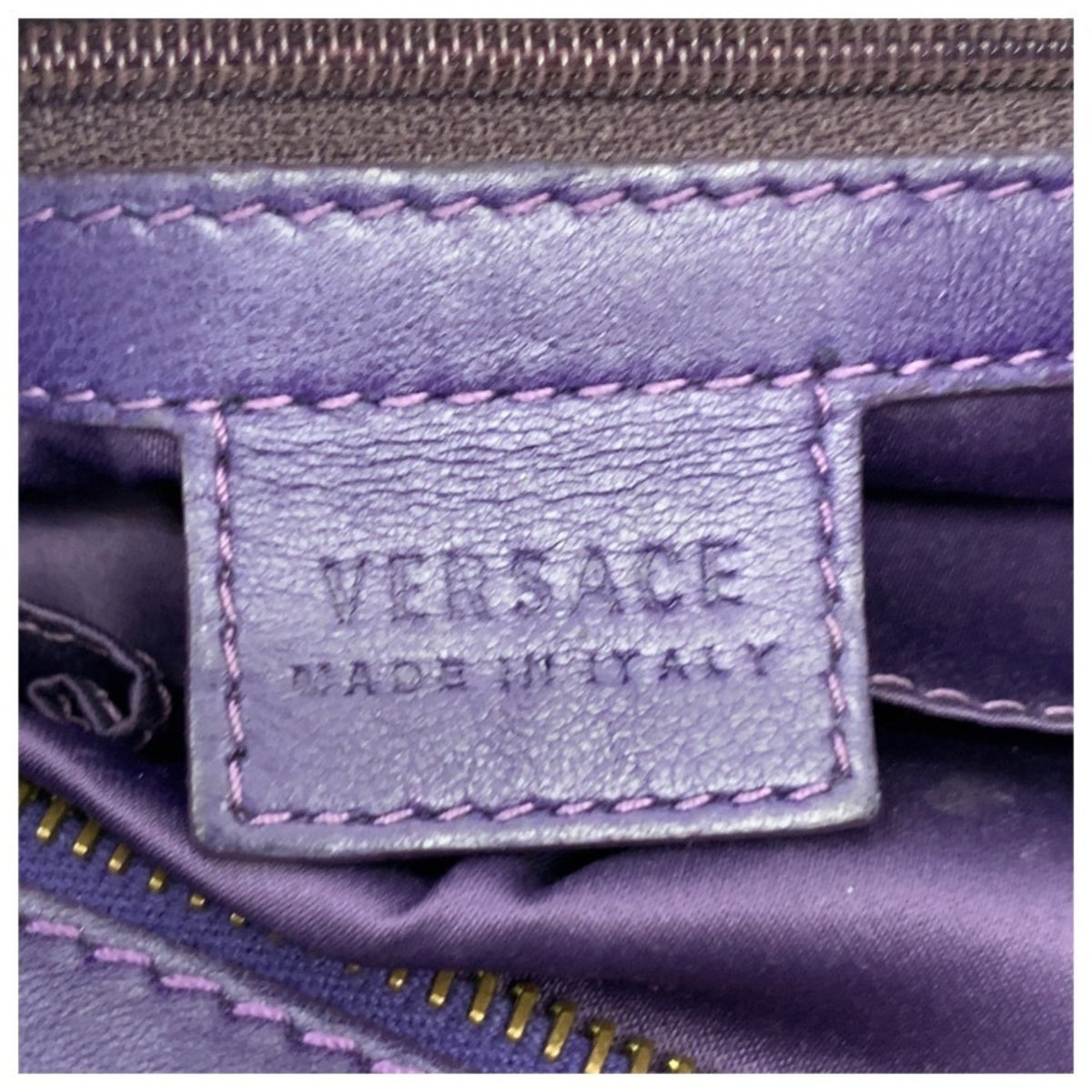 Versace Purple Leather Shoulder Bag Tote Bag (Pre-Owned)