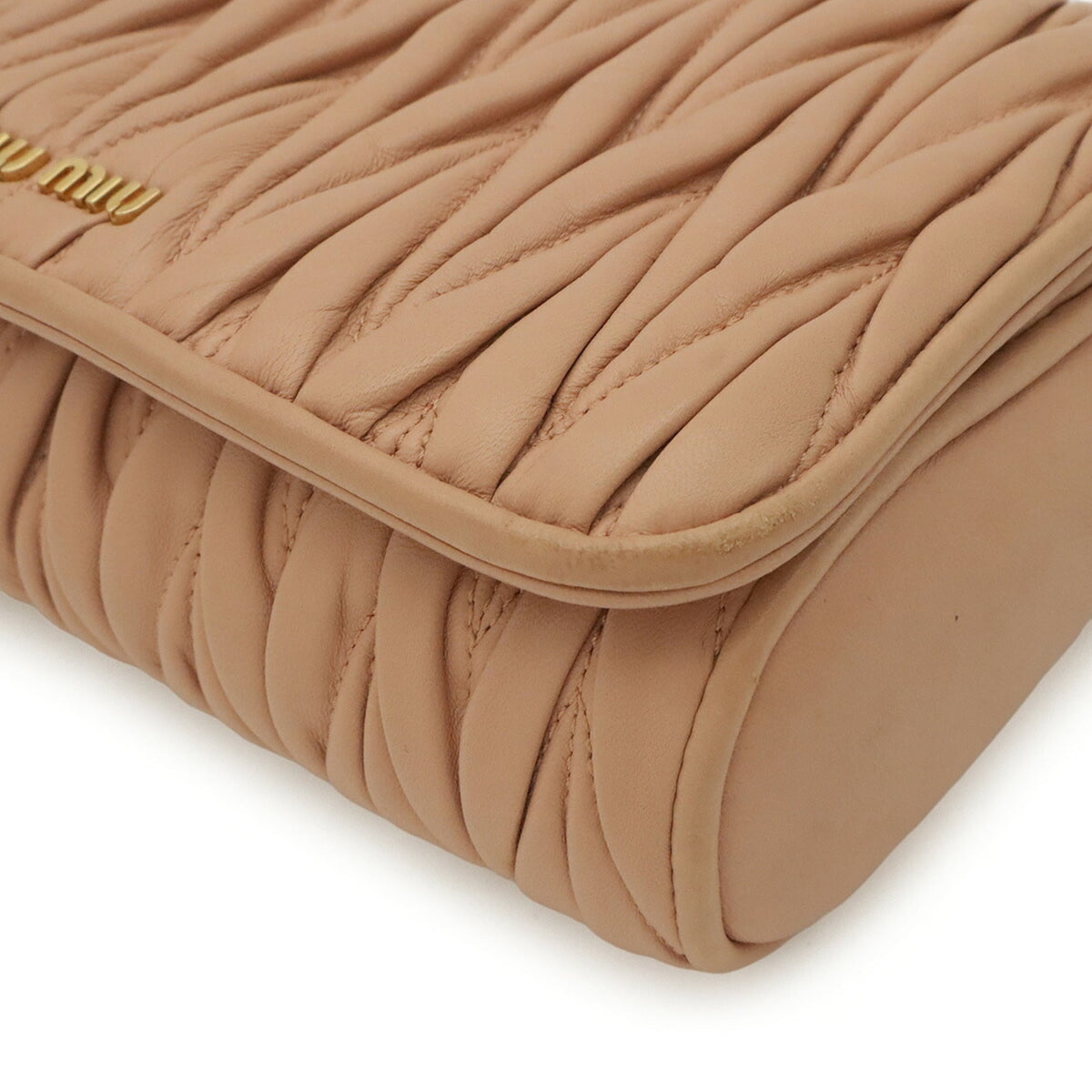 Miu Miu Matelasse Light Pink Leather Pochette Shoulder Bag (Pre-Owned)