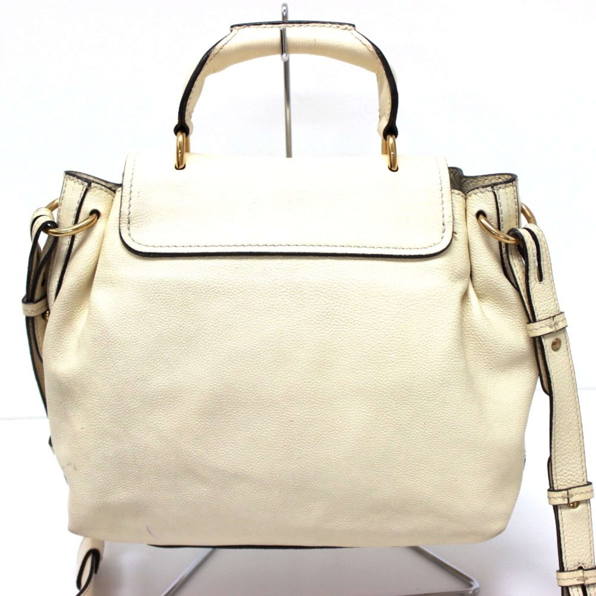 Chloé Elsie Beige Light Beige Leather Handbag Shoulder Bag (Pre-Owned)