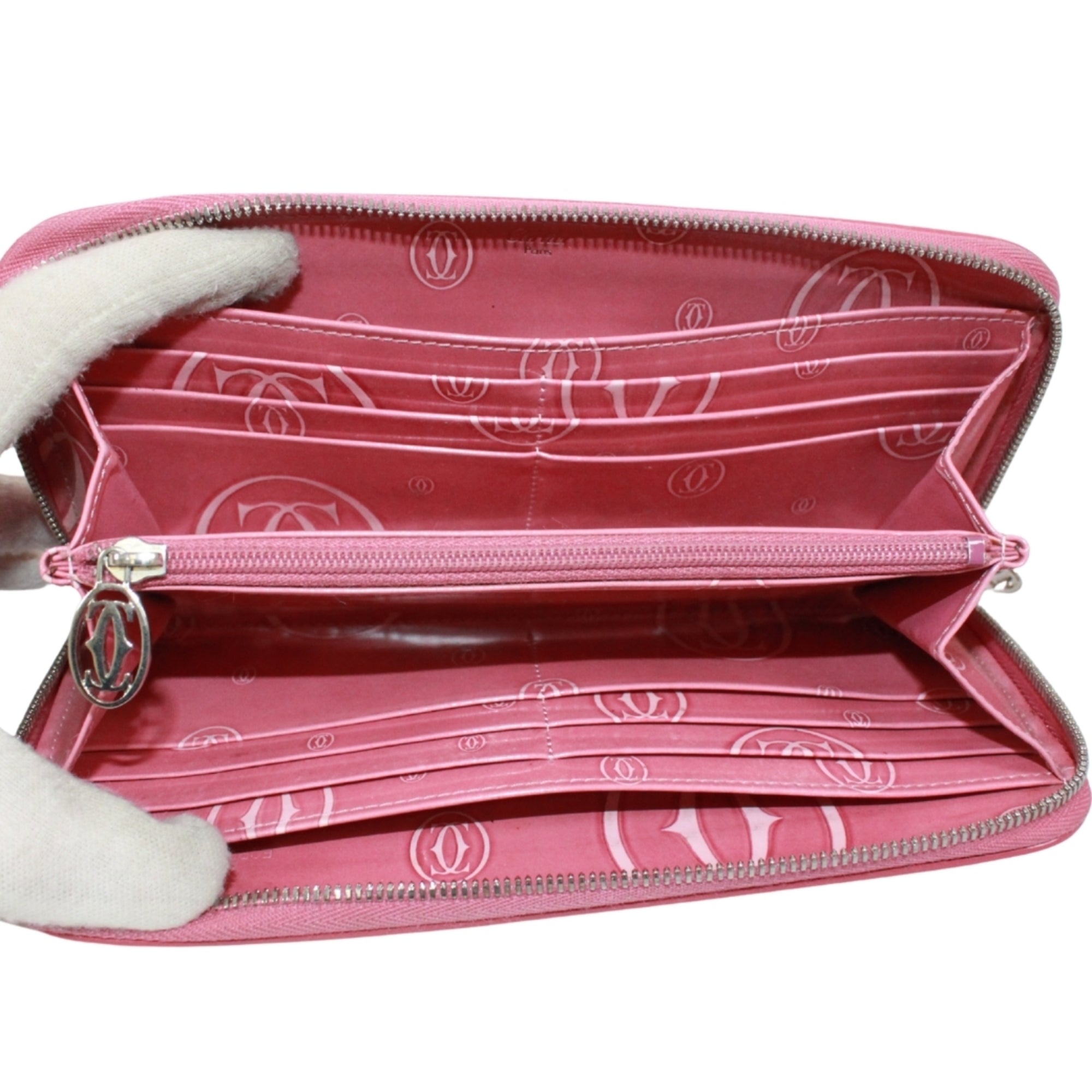 Cartier Pink Leather Long Wallet (Bi-Fold) (Pre-Owned)