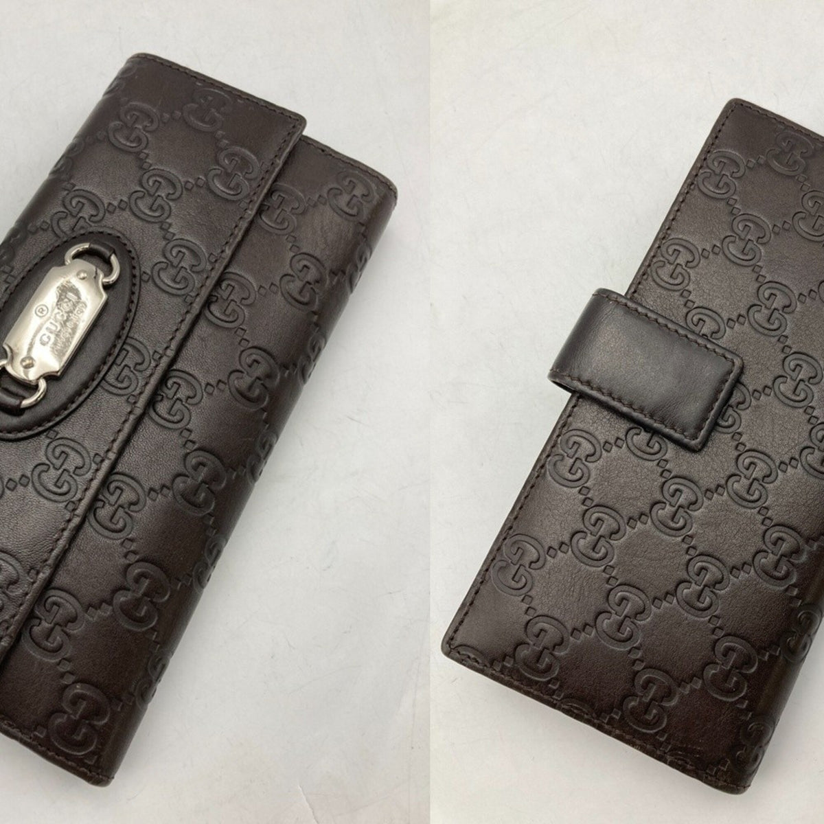 Gucci Dark Brown Leather Long Wallet (Bi-Fold) (Pre-Owned)