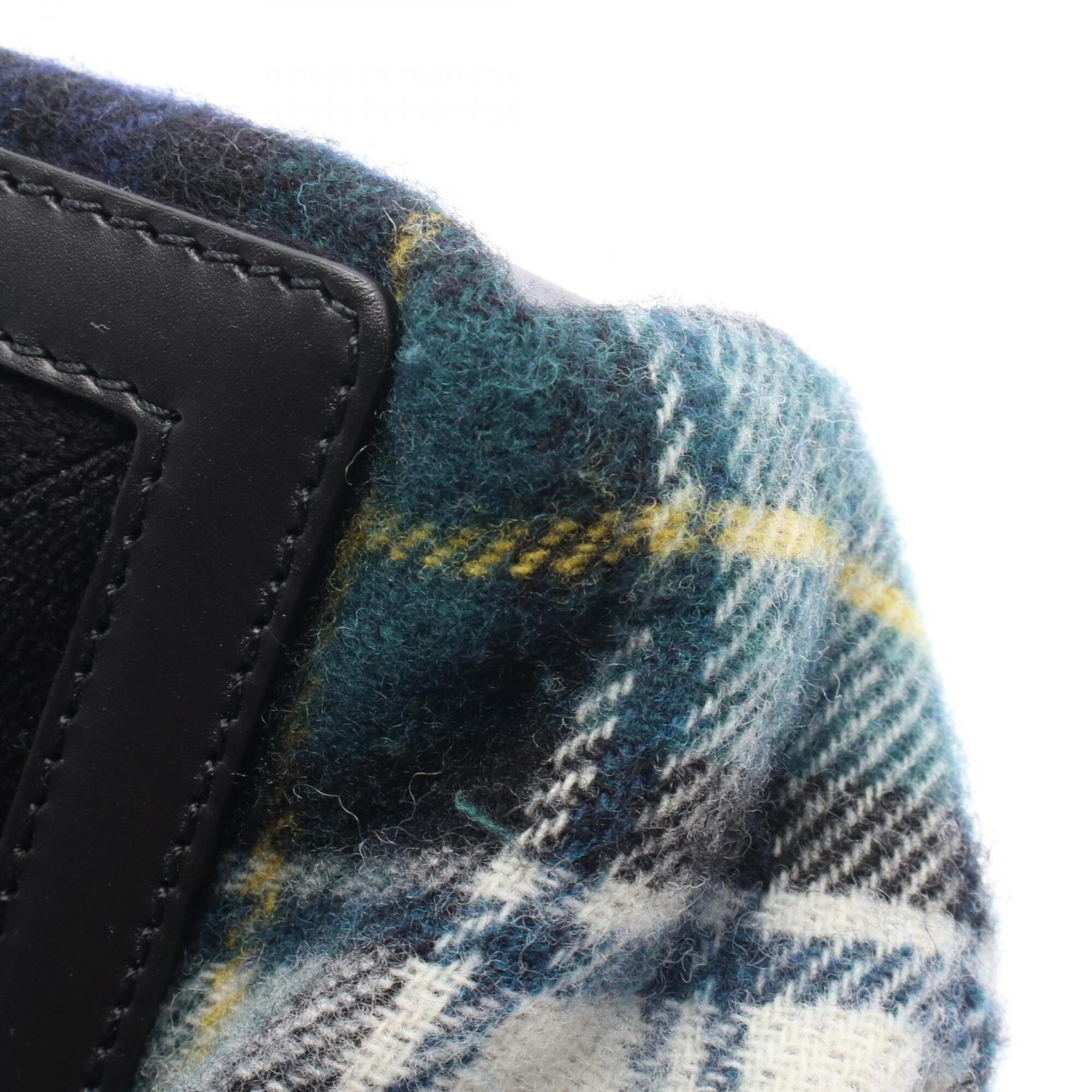Balenciaga Black Green Multi-Color Wool Leather Handbag Pouch Tote Bag (Pre-Owned)