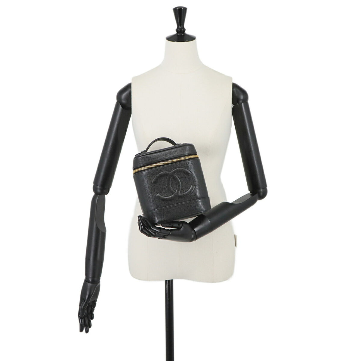 Chanel Black Grained Calfskin Handbag Vanity Bag (Pre-Owned)