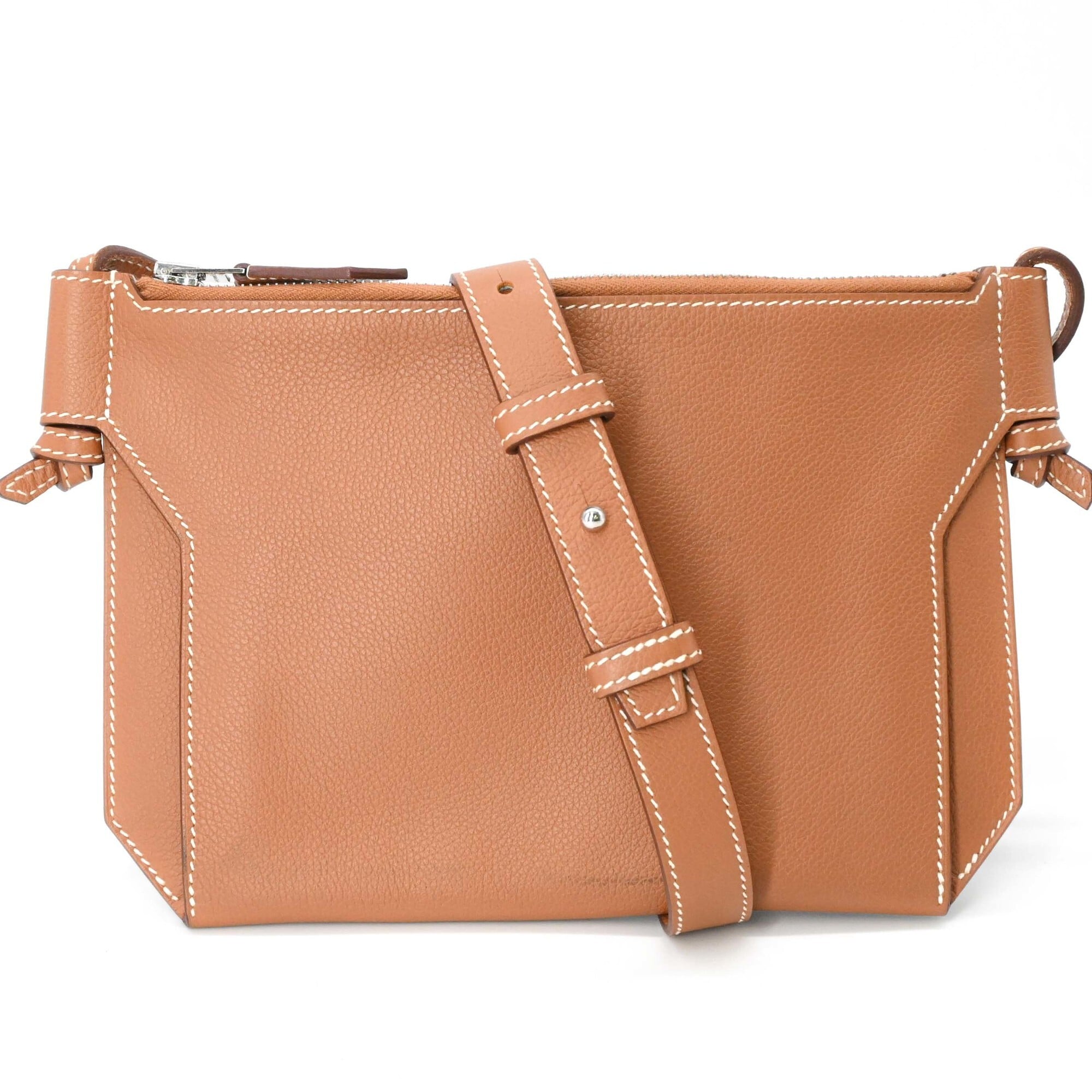 Hermes Gold Evercalf Leather Shoulder Bag (Pre-Owned)