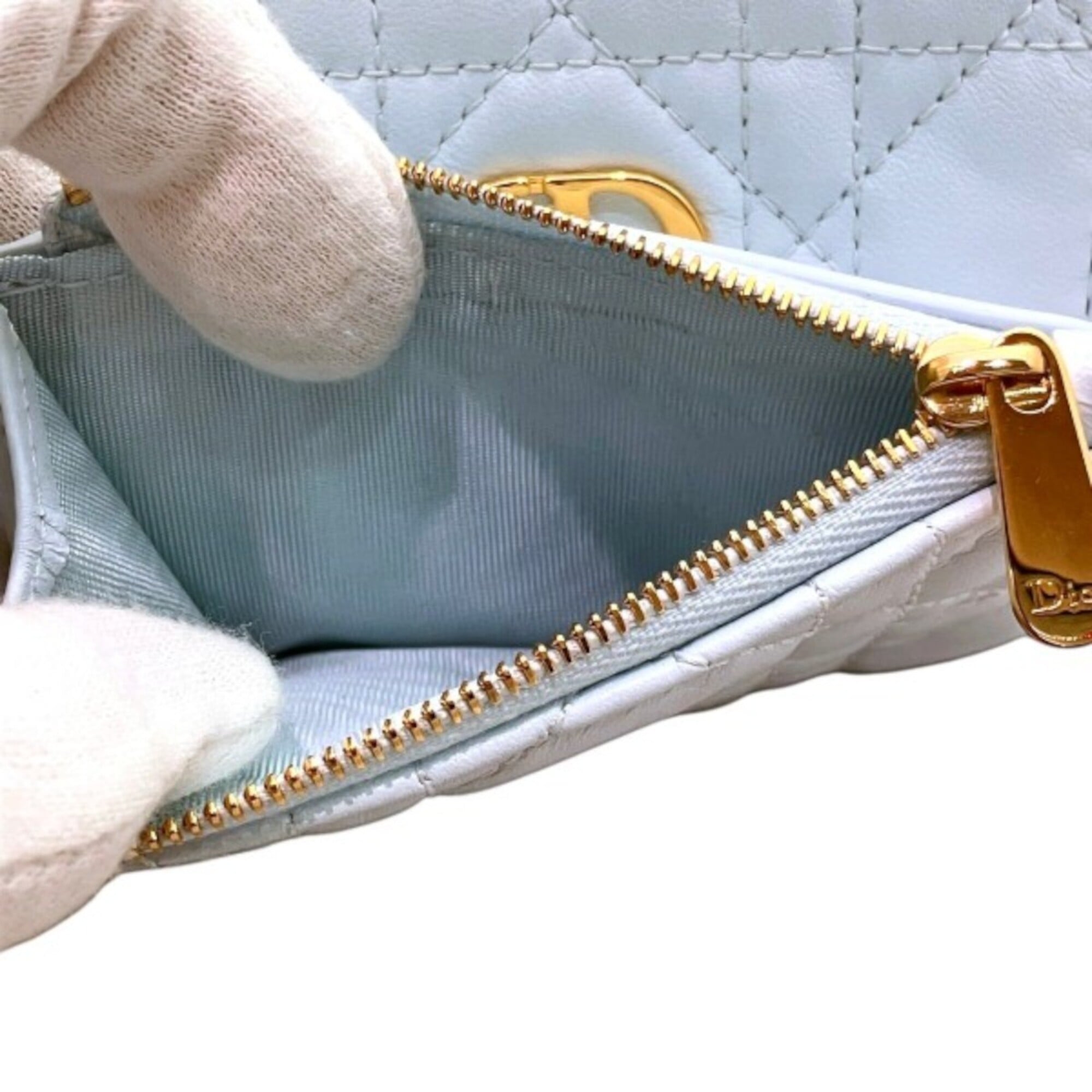 Christian Dior Blue Leather Wallet (Tri-Fold) (Pre-Owned)