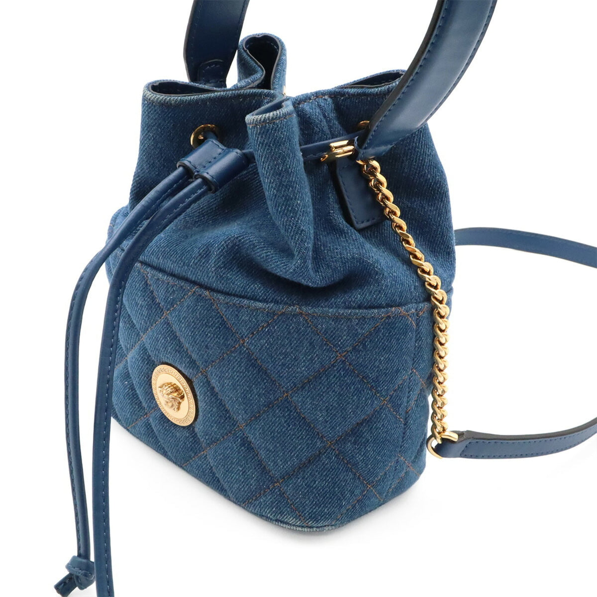 Versace Blue Denim Handbag Shoulder Bag (Pre-Owned)