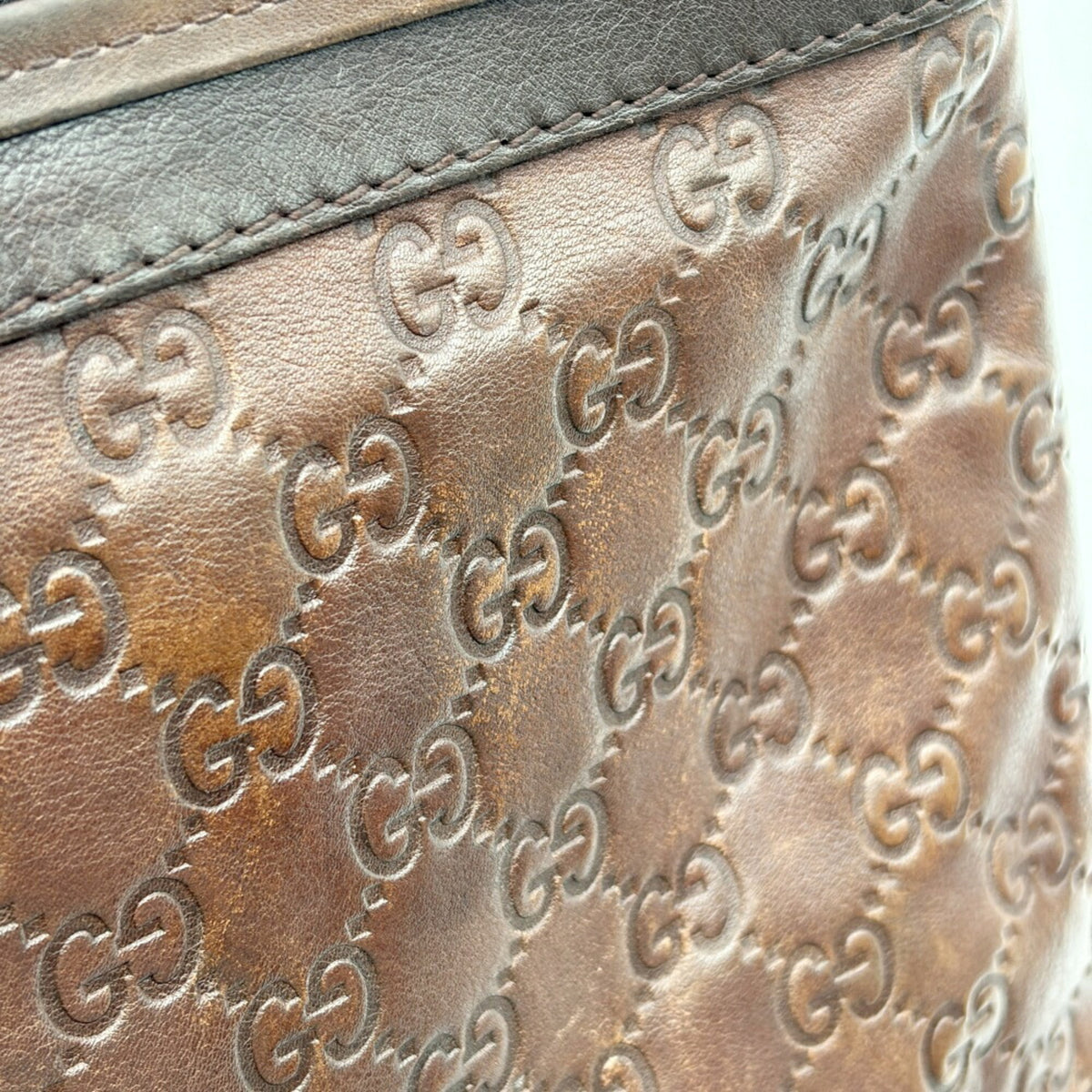 Gucci Dark Brown Leather Shoulder Bag (Pre-Owned)