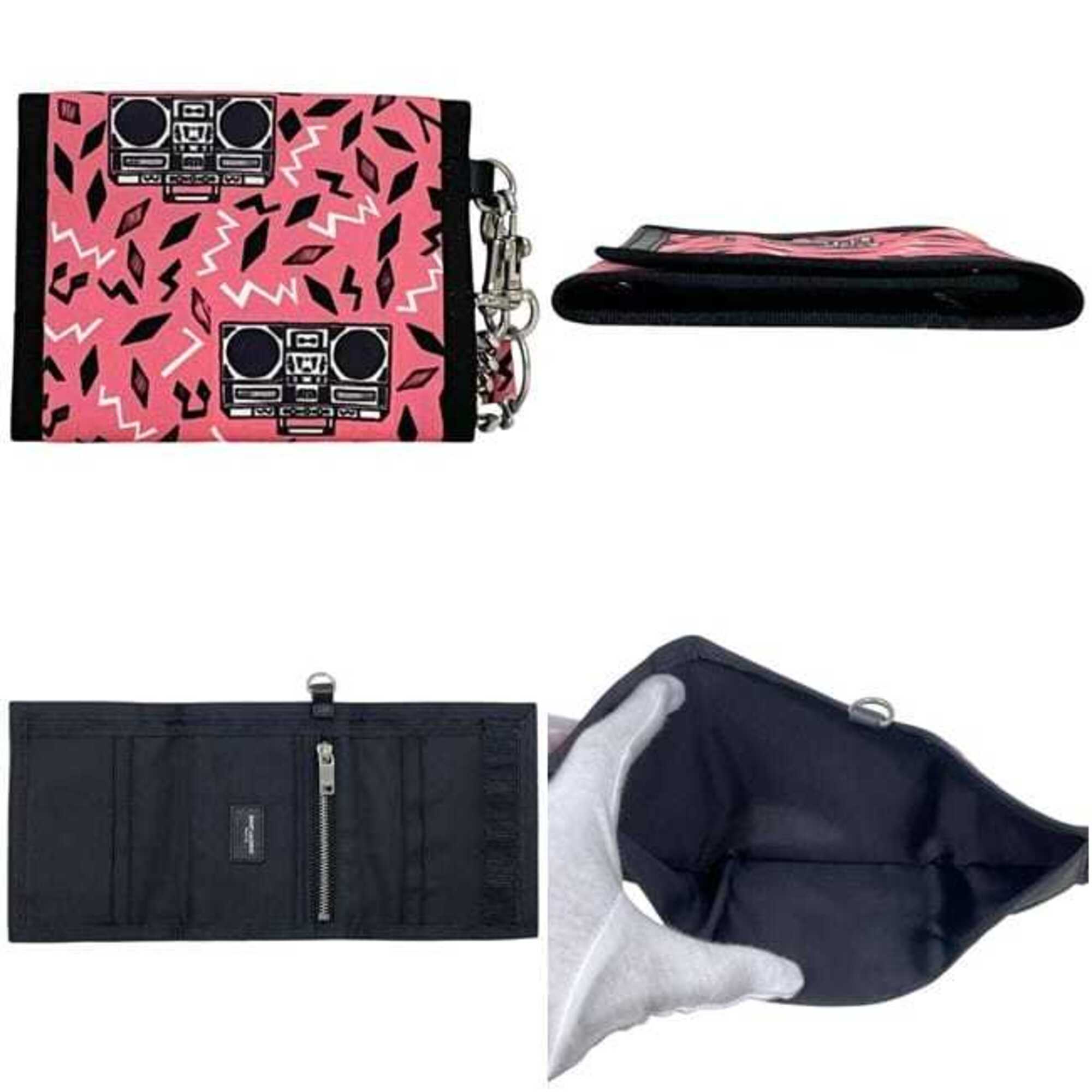Yves Saint Laurent Black Pink Nylon Wallet (Tri-Fold) (Pre-Owned)
