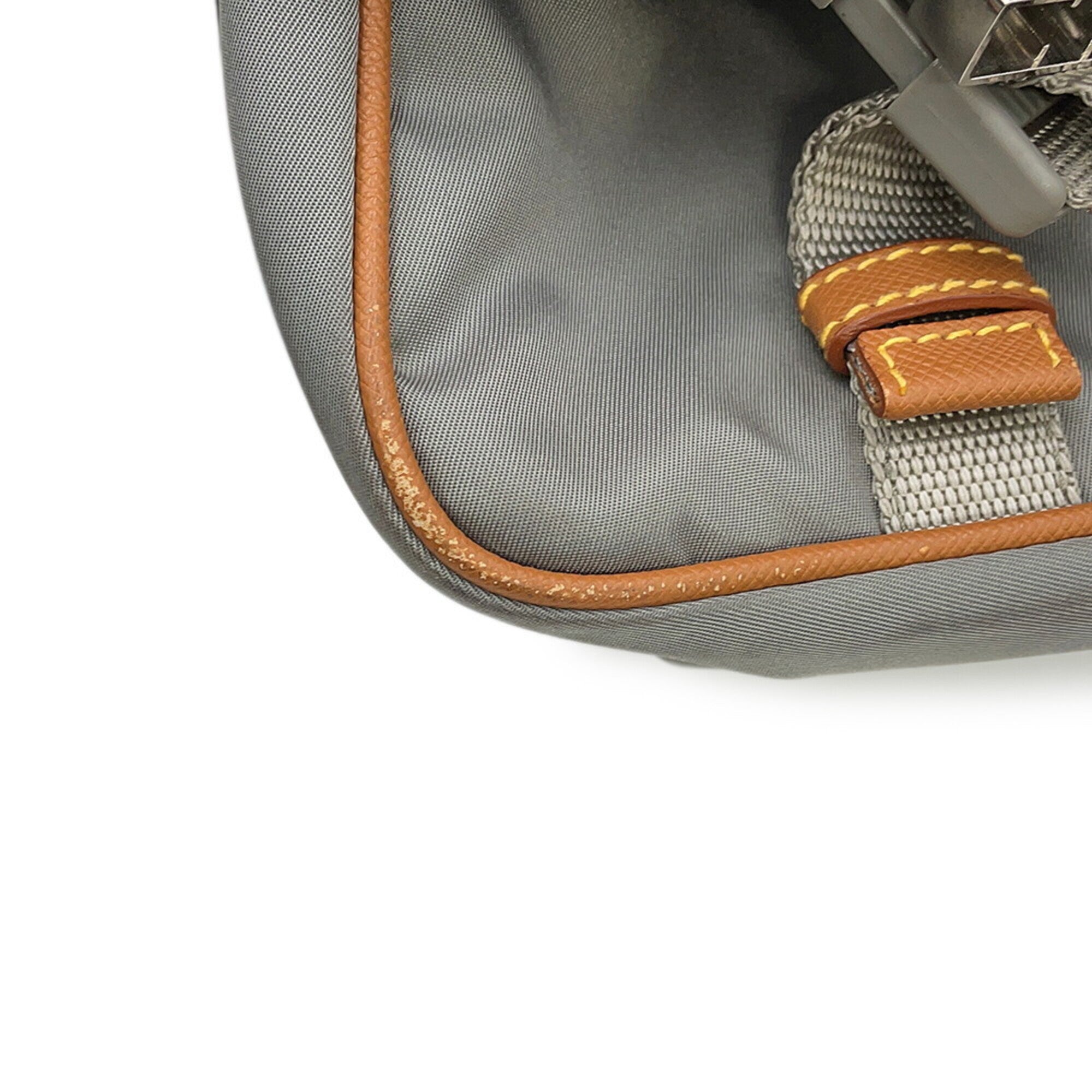 Prada Black Gray Brown Nylon Leather Handbag Shoulder Bag (Pre-Owned)