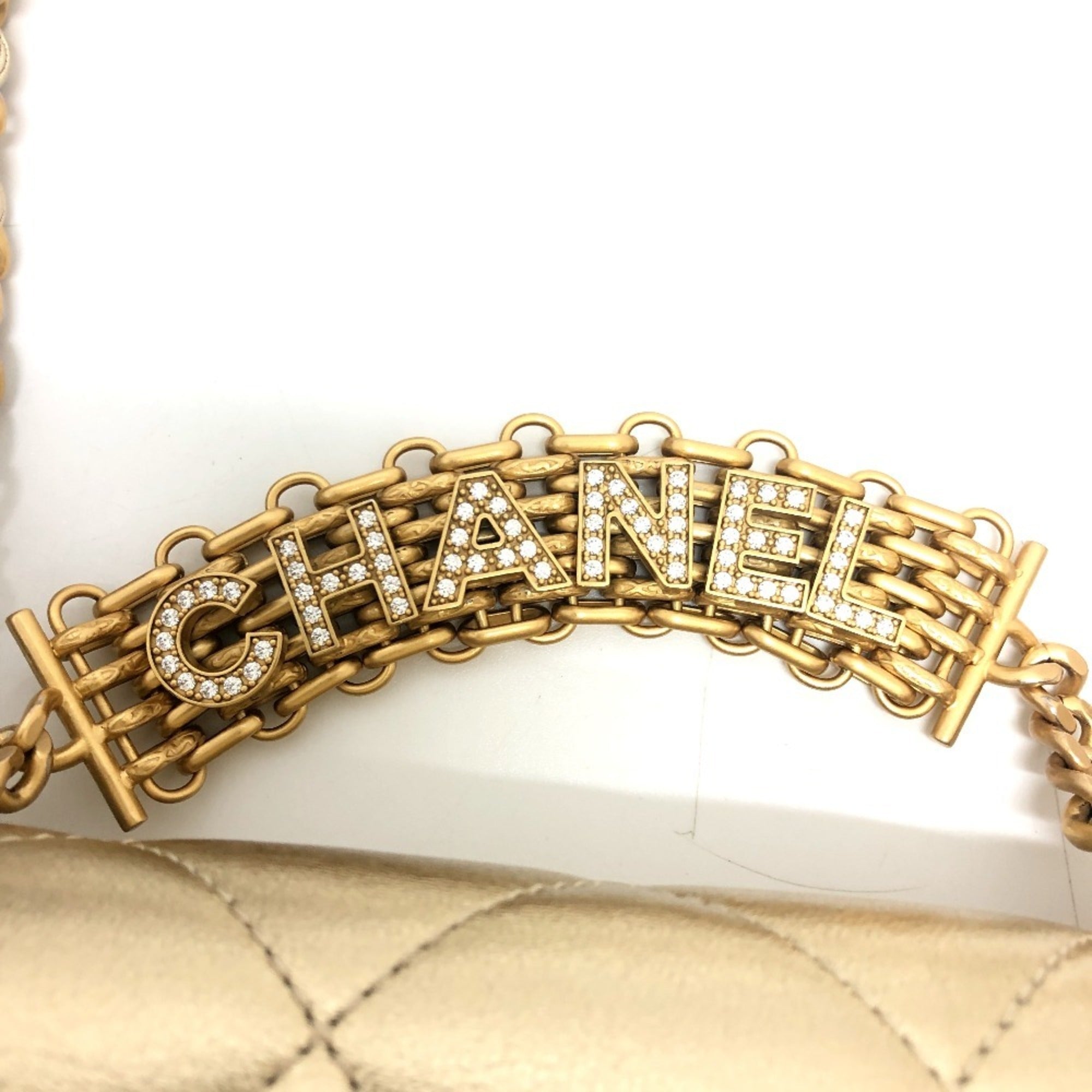 Chanel Matelasse Gold Leather Handbag Shoulder Bag (Pre-Owned)