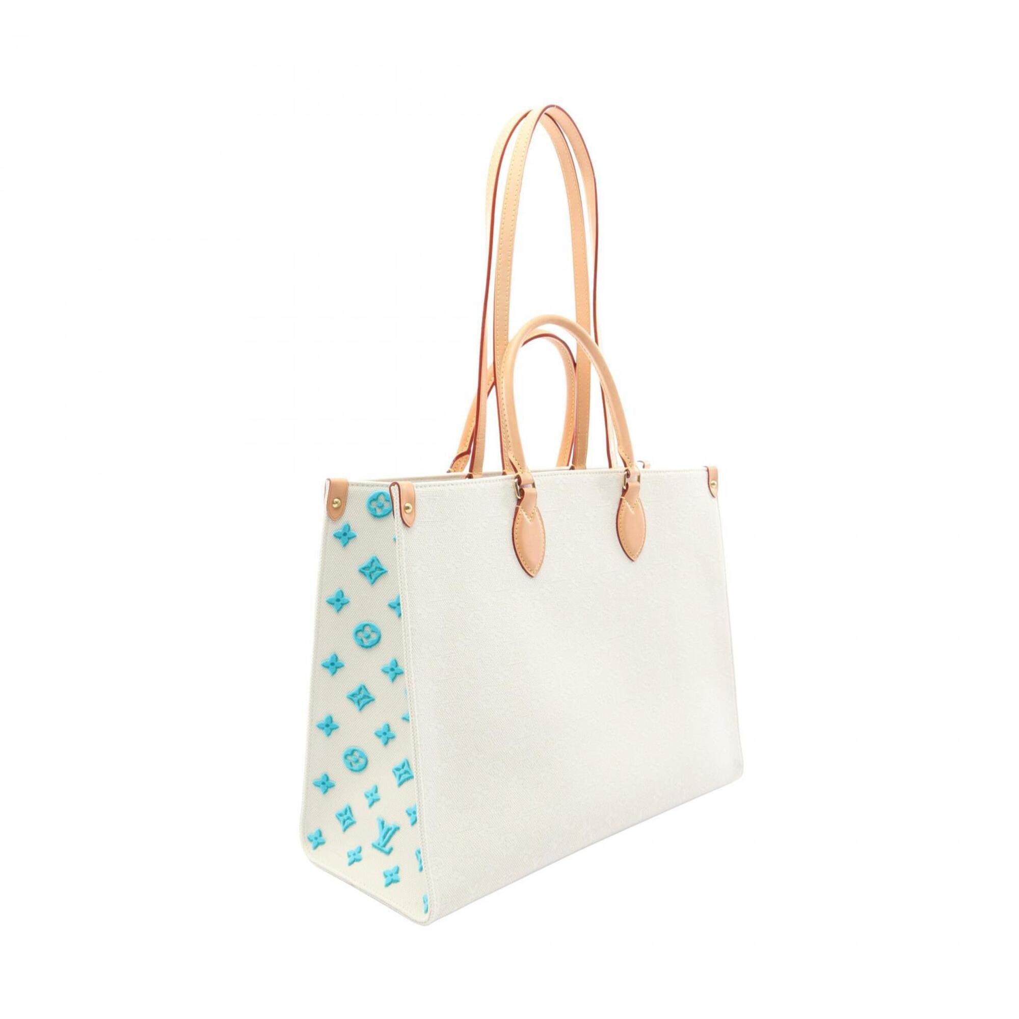 Louis Vuitton Multi-Color White Canvas Handbag Tote Bag (Pre-Owned)