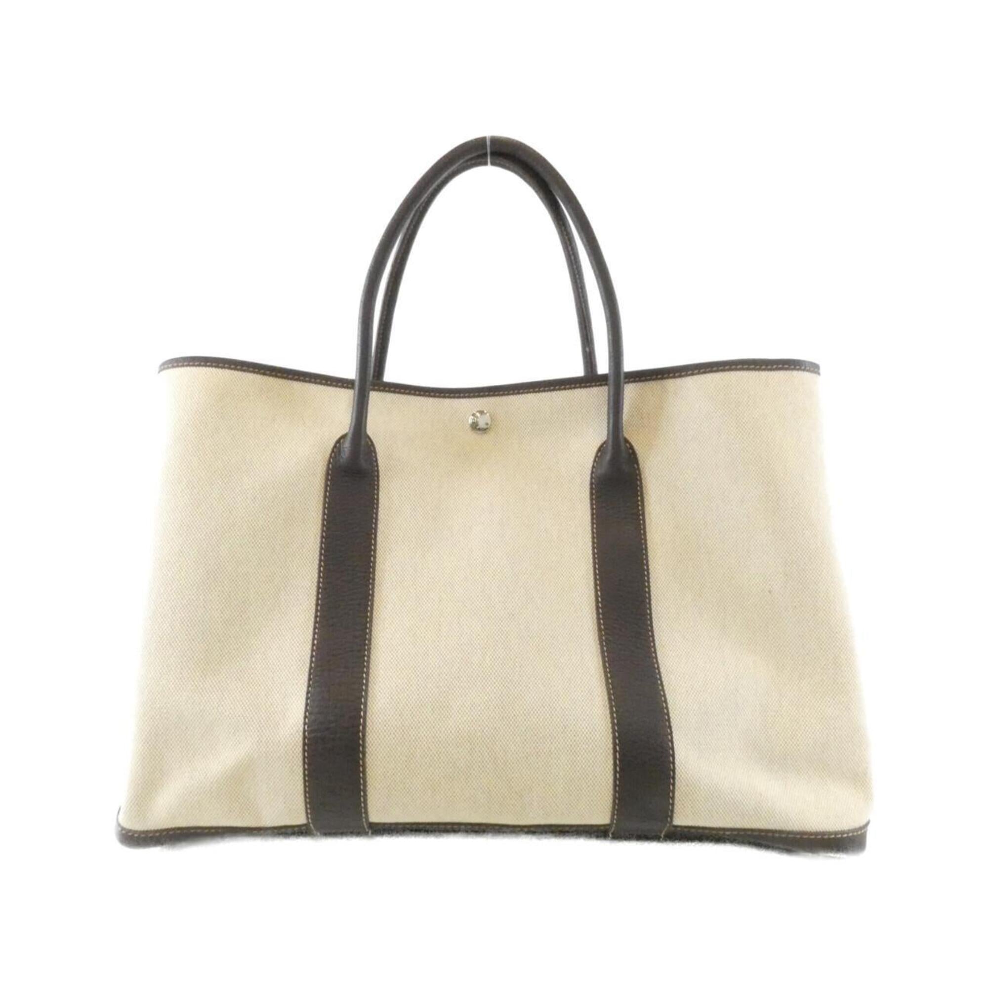 Hermes Brown Toile H Buffle Skipper Leather Handbag (Pre-Owned)
