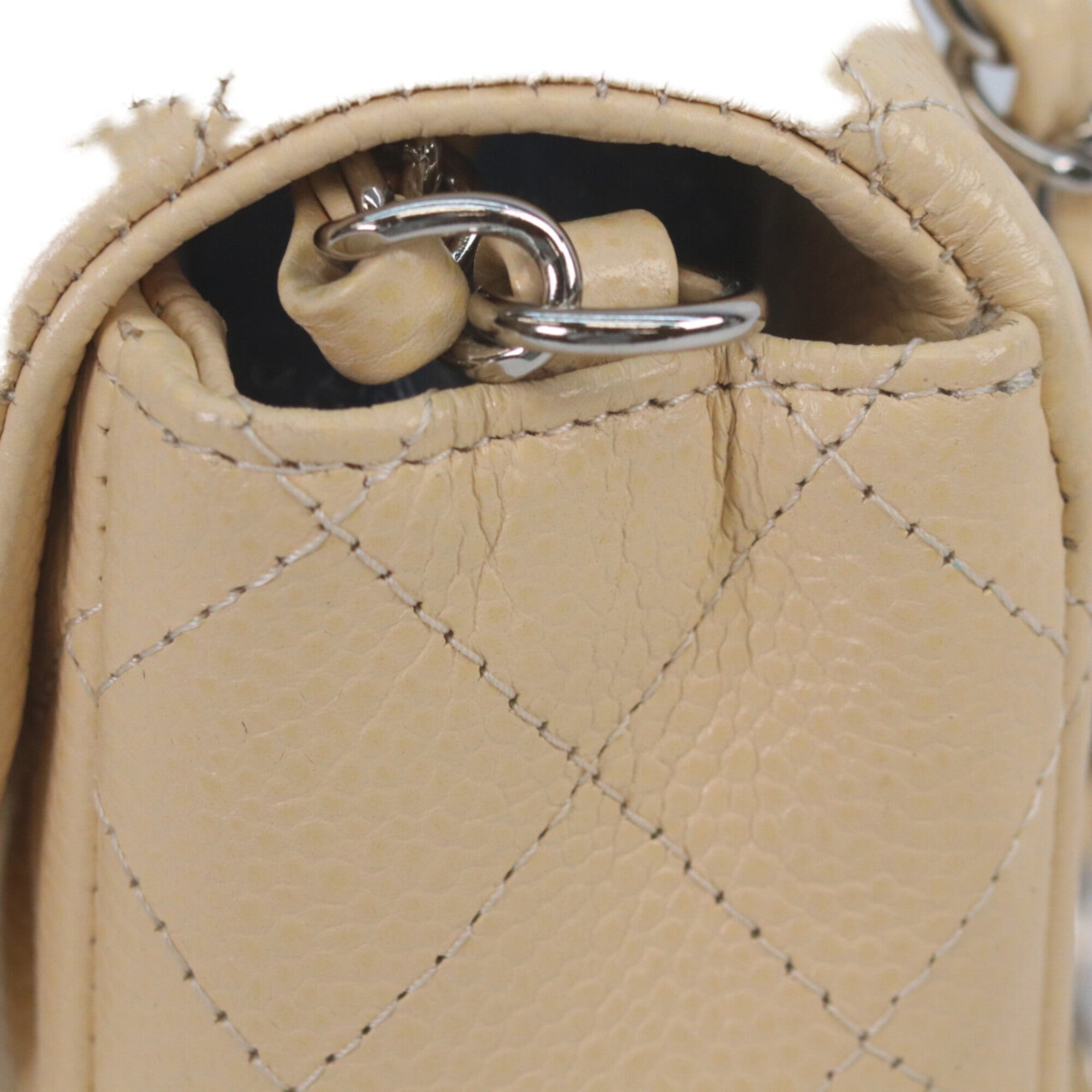 Chanel Light Beige Grained Calfskin Shoulder Bag (Pre-Owned)