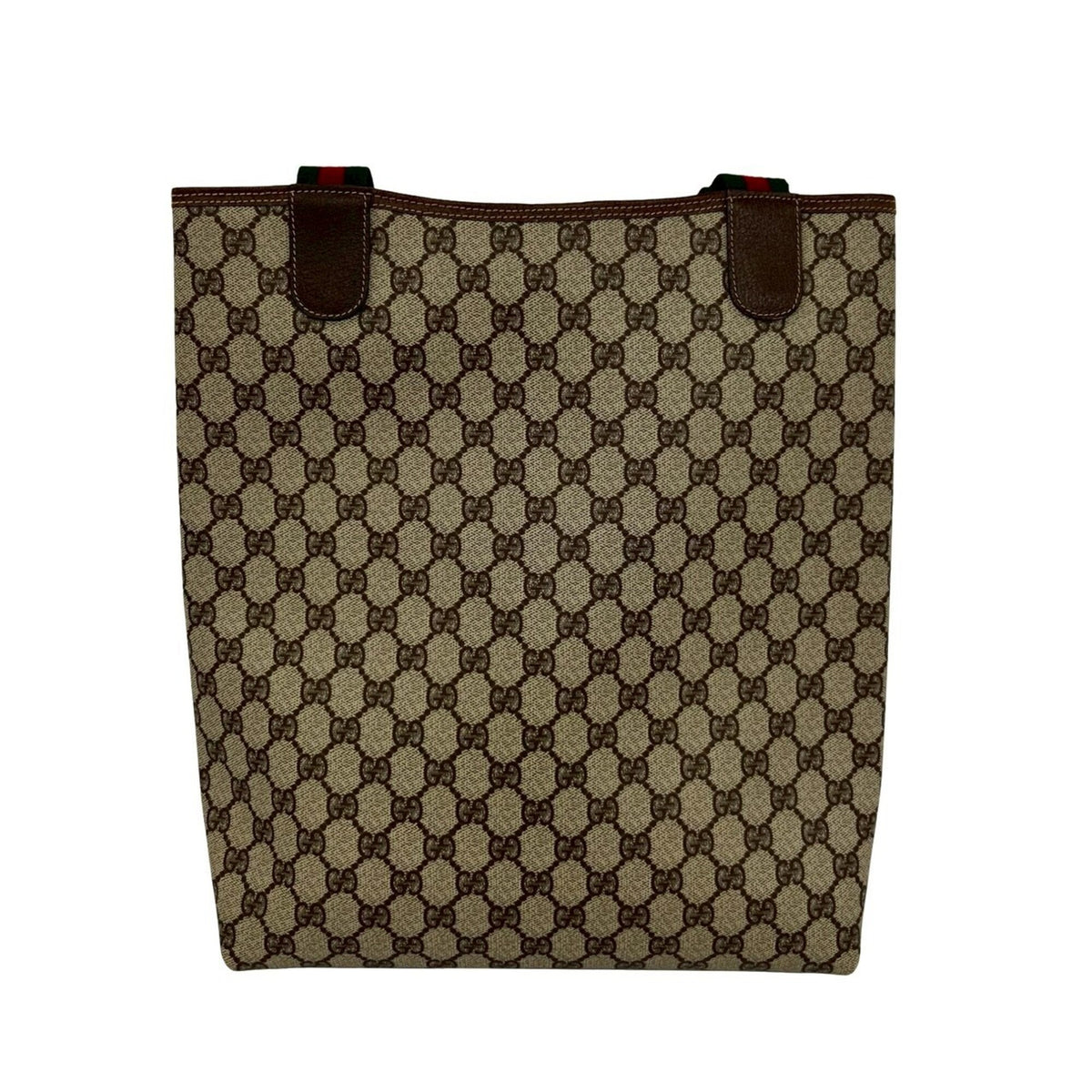 Gucci Brown Green Red Color Pvc Leather Handbag Tote Bag (Pre-Owned)