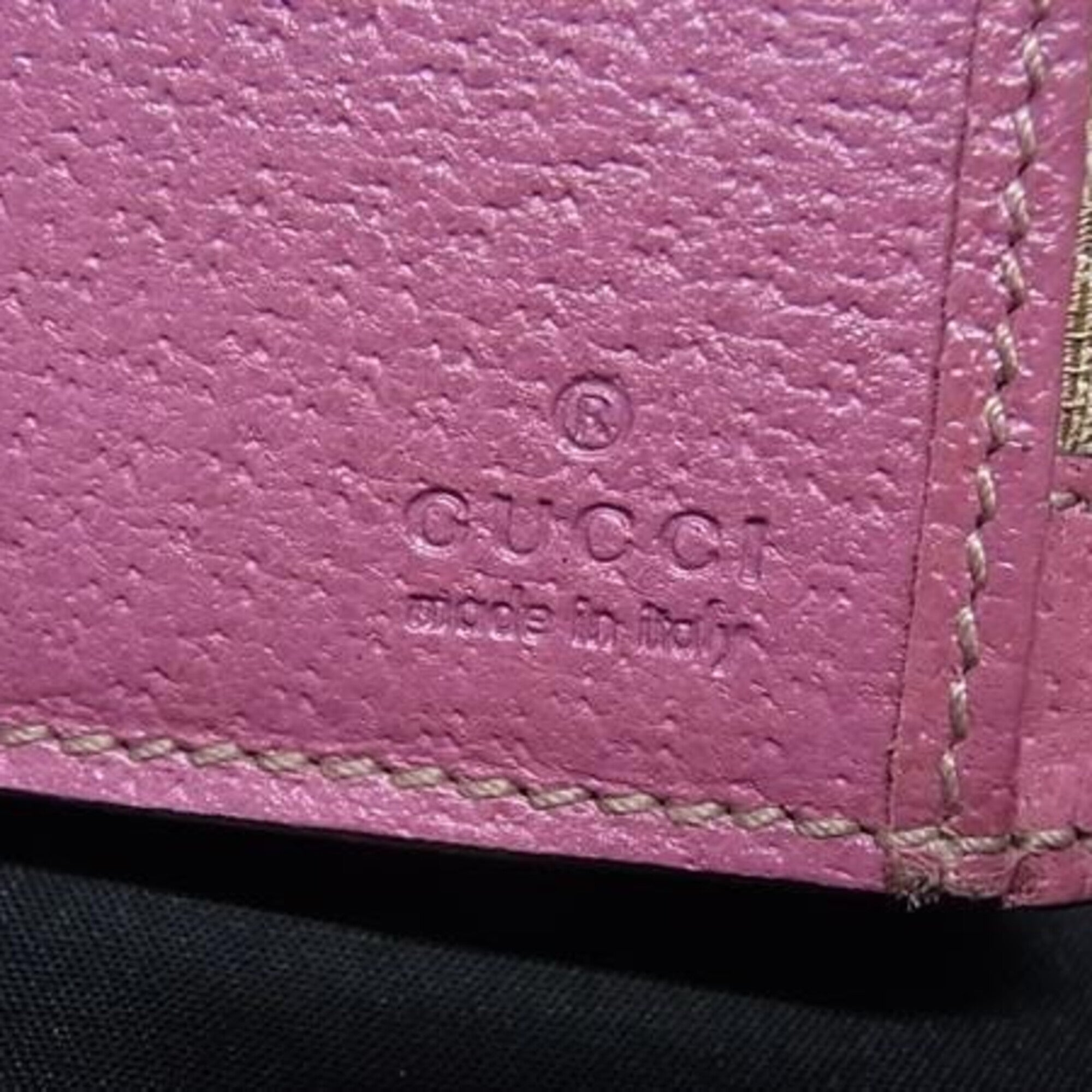 Gucci Brown Pink Gg Canvas Leather Long Wallet (Bi-Fold) (Pre-Owned)