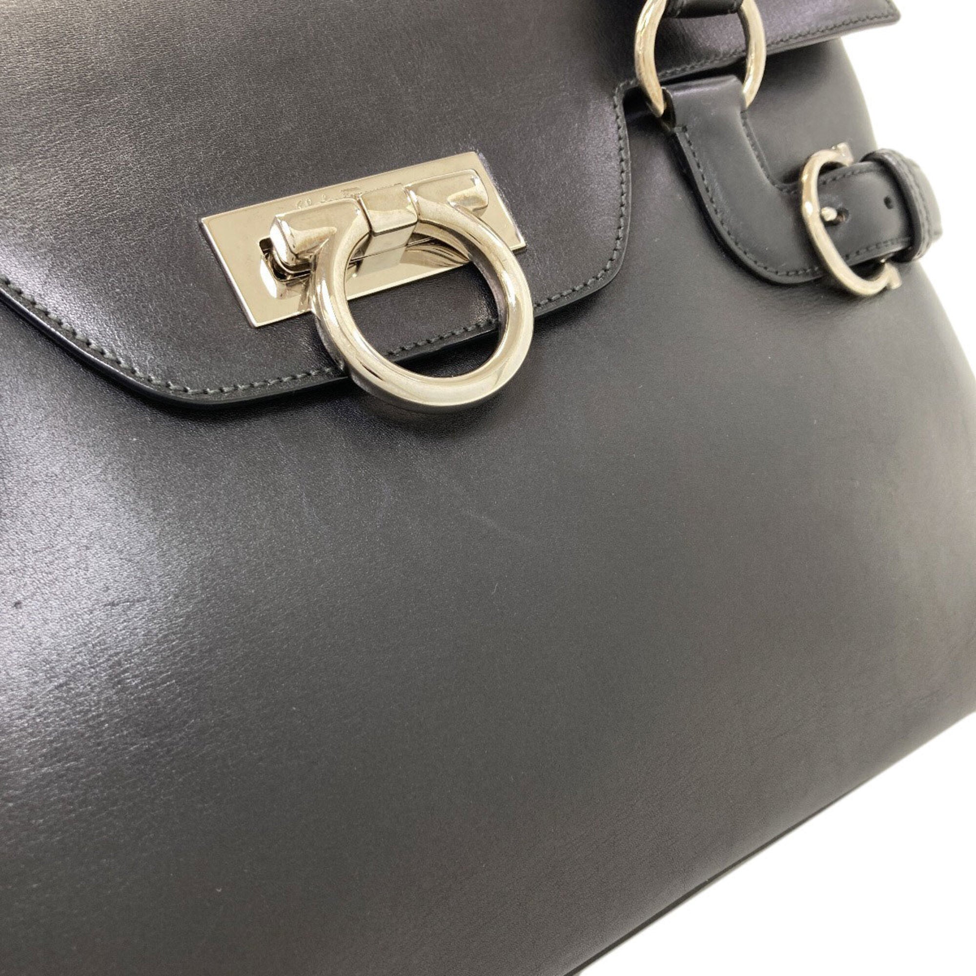 Salvatore Ferragamo Black Leather Tote Bag (Pre-Owned)