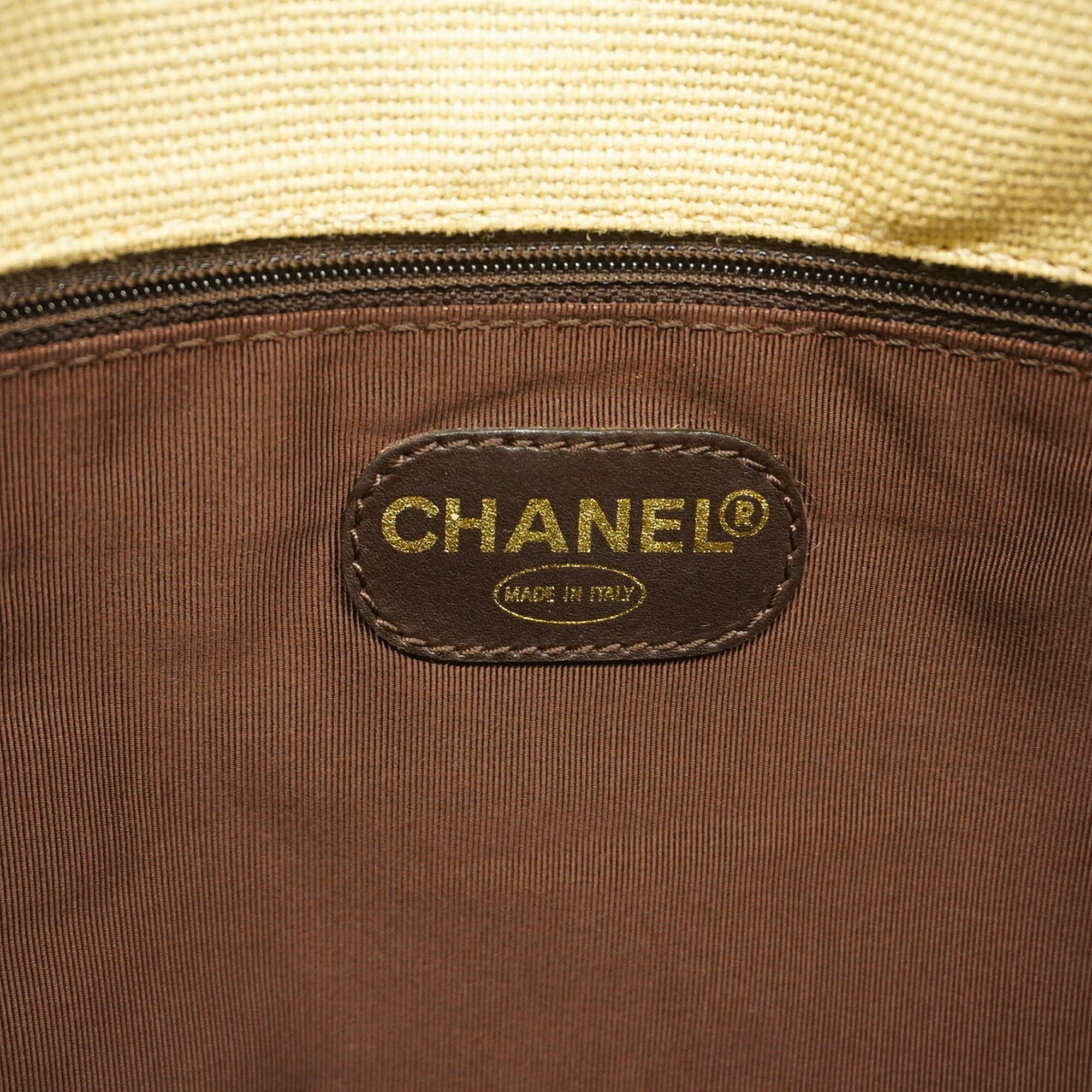 Chanel Beige Brown Canvas Tote Bag (Pre-Owned)
