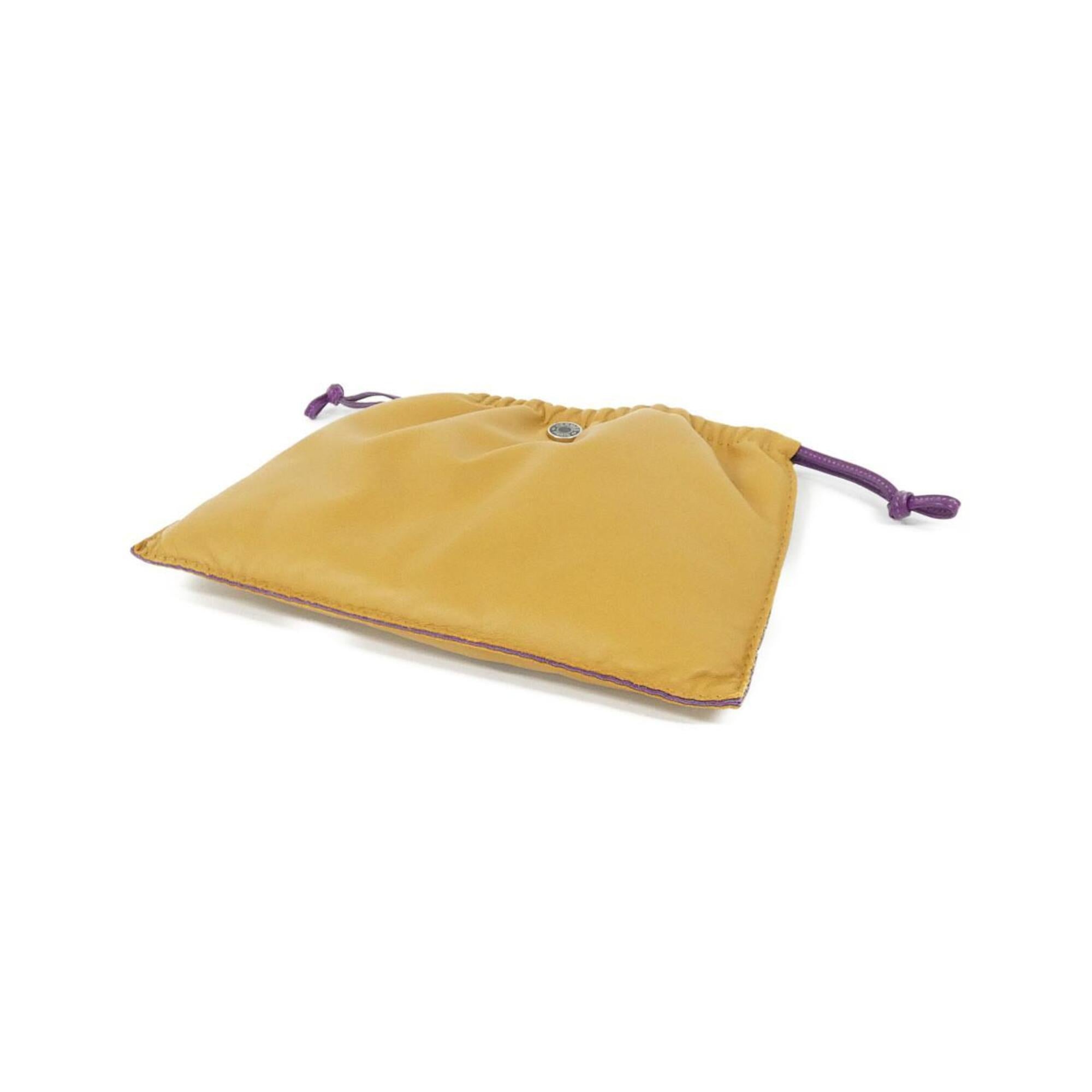 Hermes Beige Violet Agneau Milo Swift Leather Handbag Pouch (Pre-Owned)