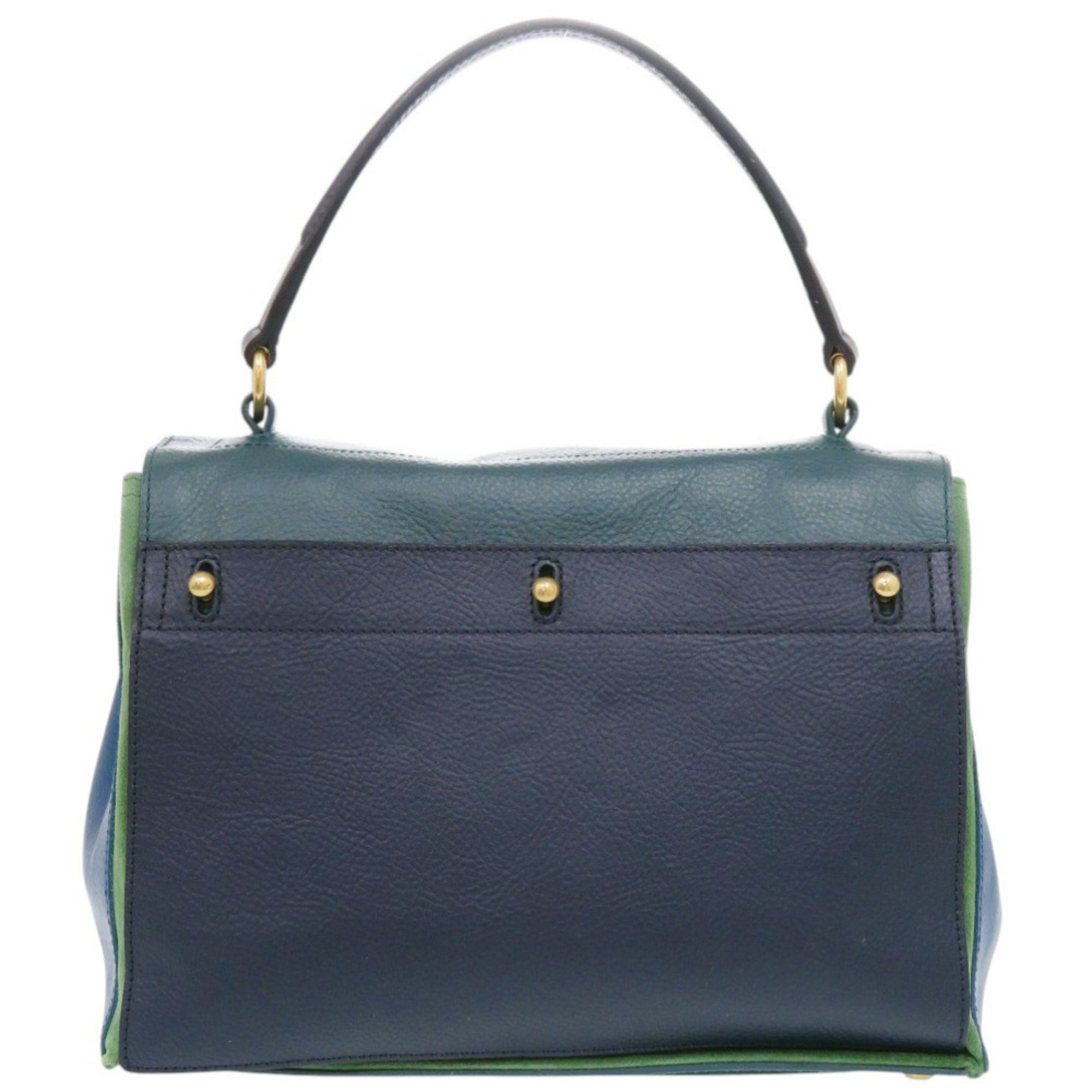 Yves Saint Laurent Blue Green Navy Leather Handbag (Pre-Owned)