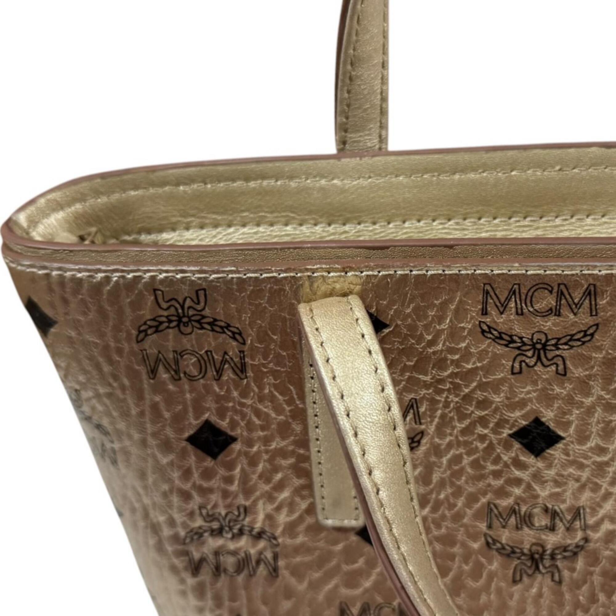 Mcm Gold Leather Shoulder Bag (Pre-Owned)