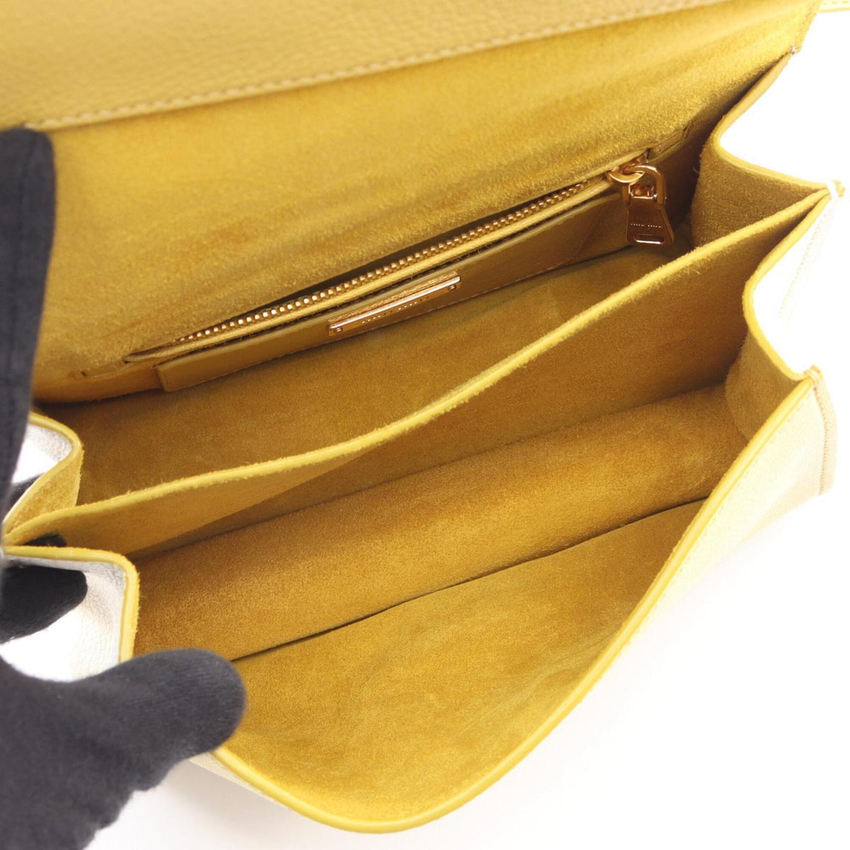 Miu Miu White Yellow Leather Handbag Shoulder Bag (Pre-Owned)