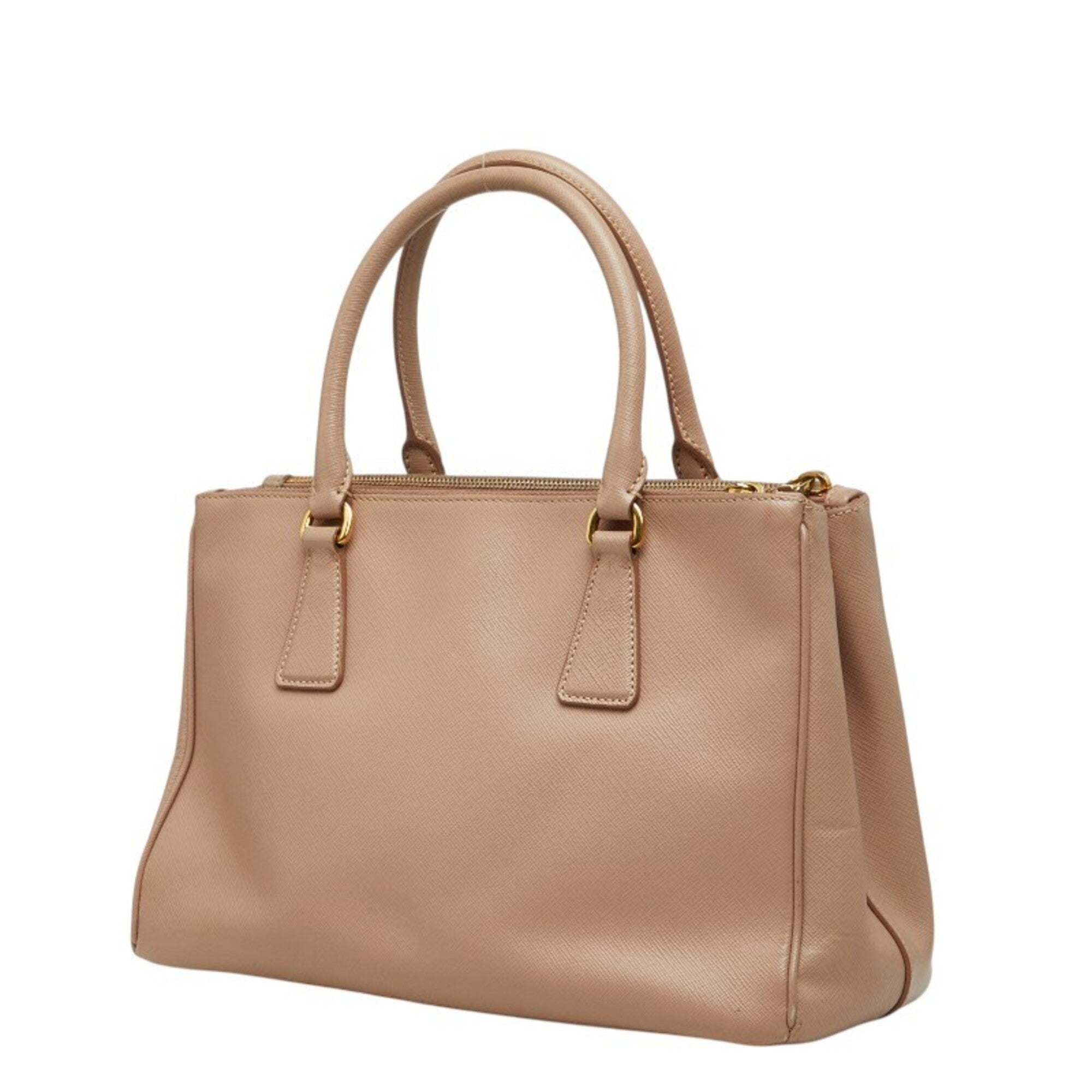 Prada Beige Saffiano Triangle Leather Handbag Shoulder Bag (Pre-Owned)