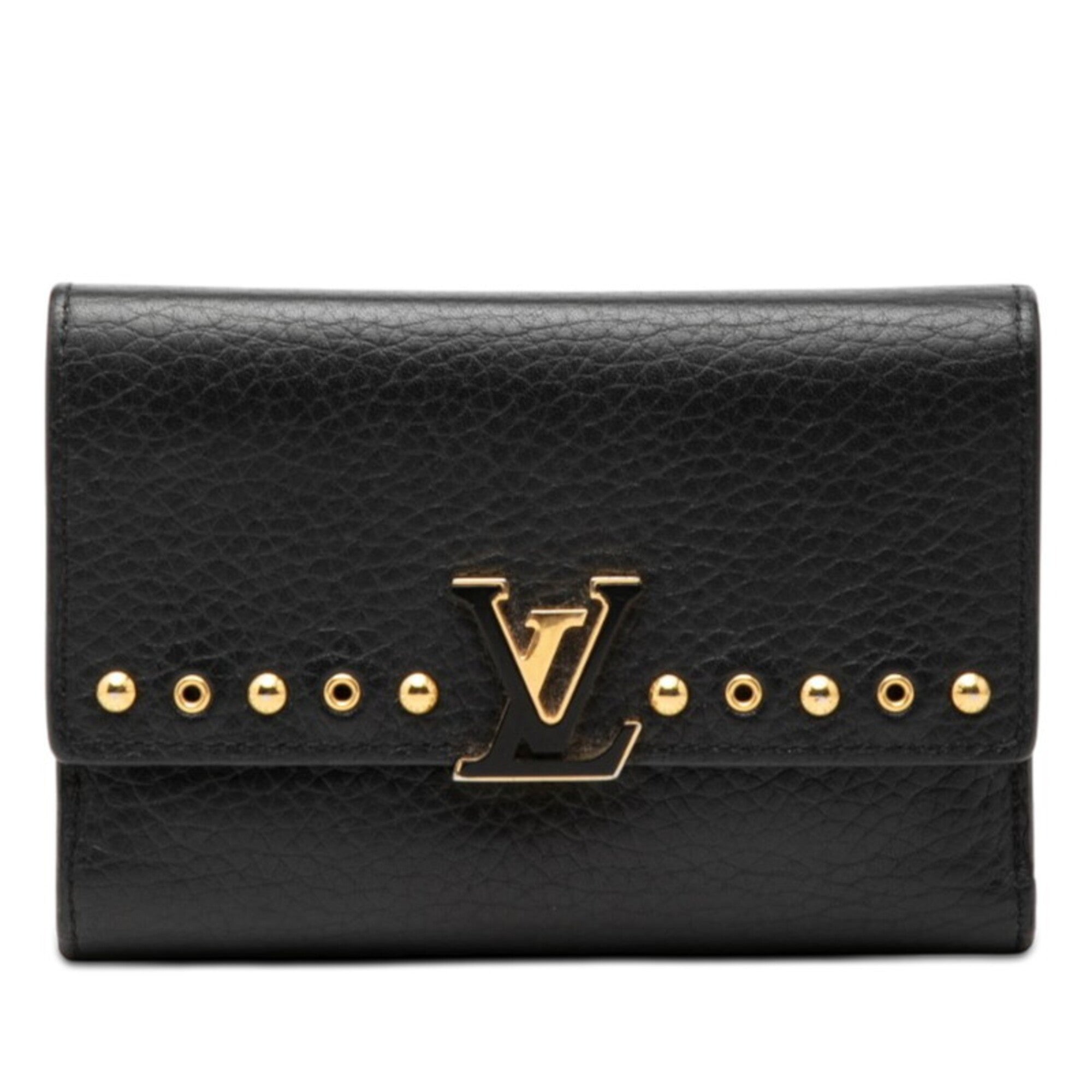Louis Vuitton Black Leather Wallet (Tri-Fold) (Pre-Owned)