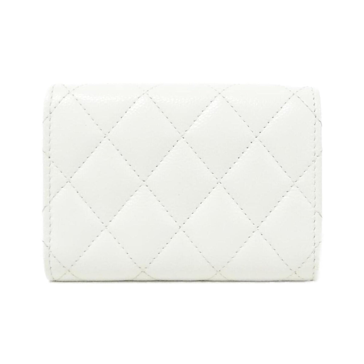 Chanel White Grained Calfskin Wallet (Tri-Fold) (Pre-Owned)