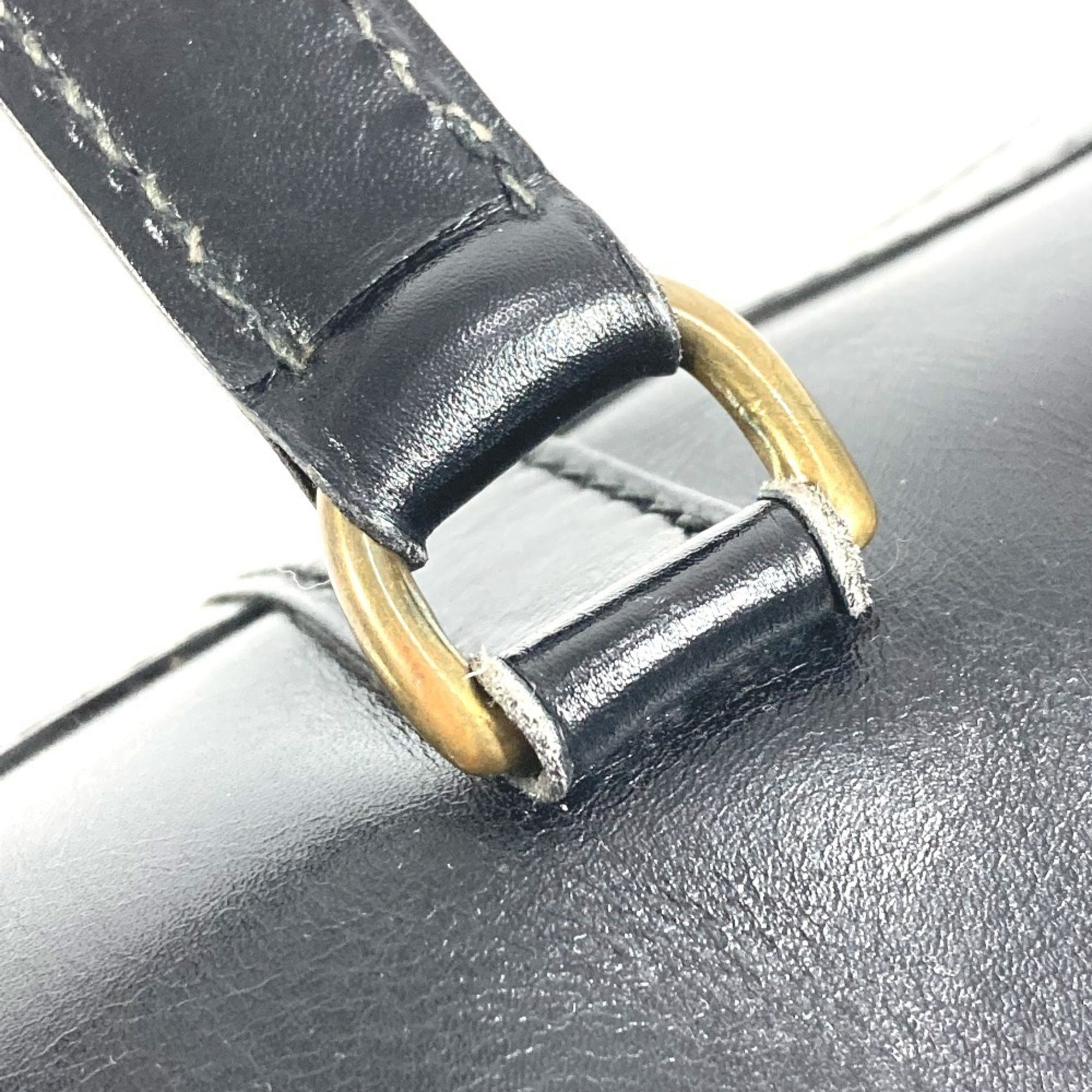 Hermes Black Leather Boston Bag Handbag (Pre-Owned)