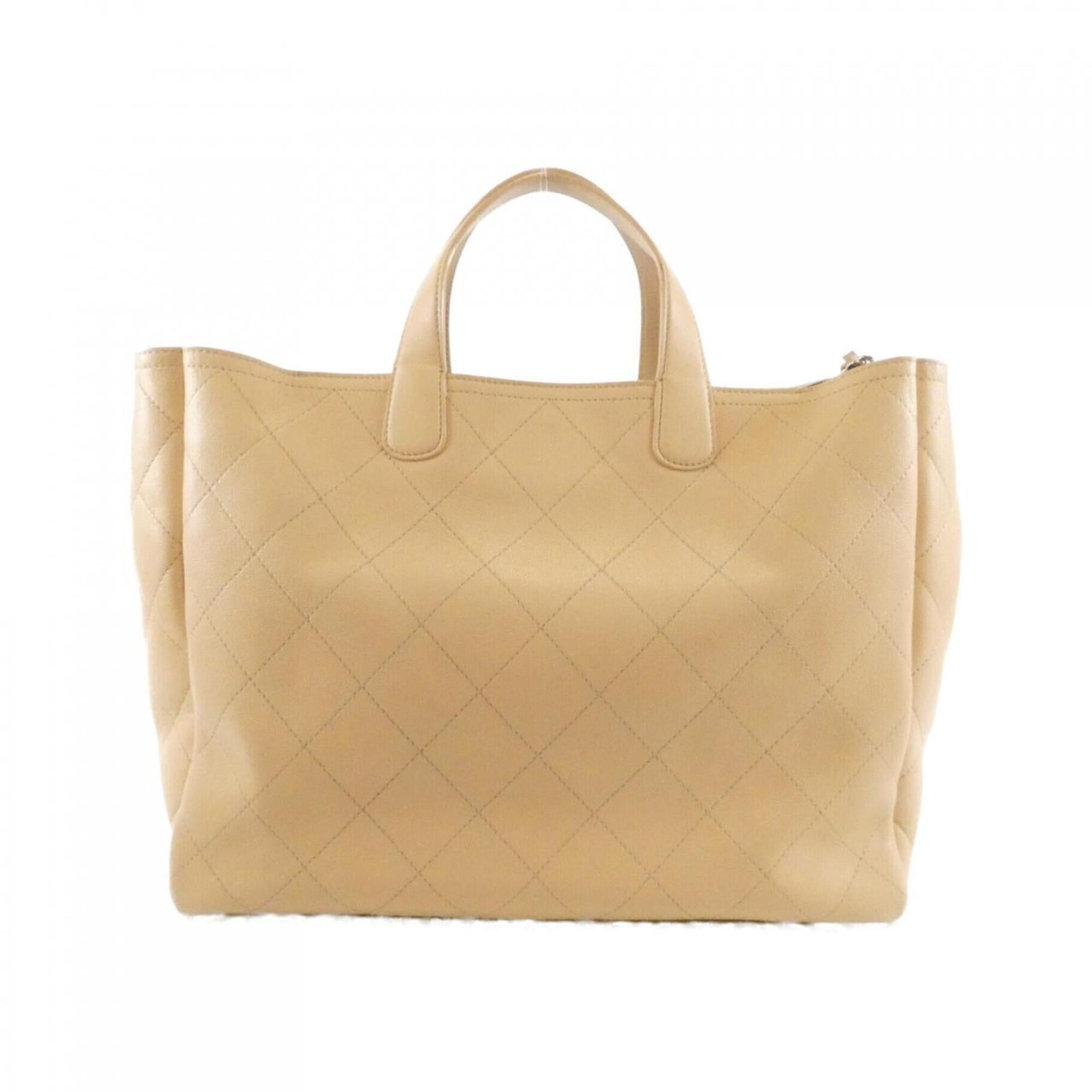 Chanel Beige Grained Calfskin Handbag (Pre-Owned)