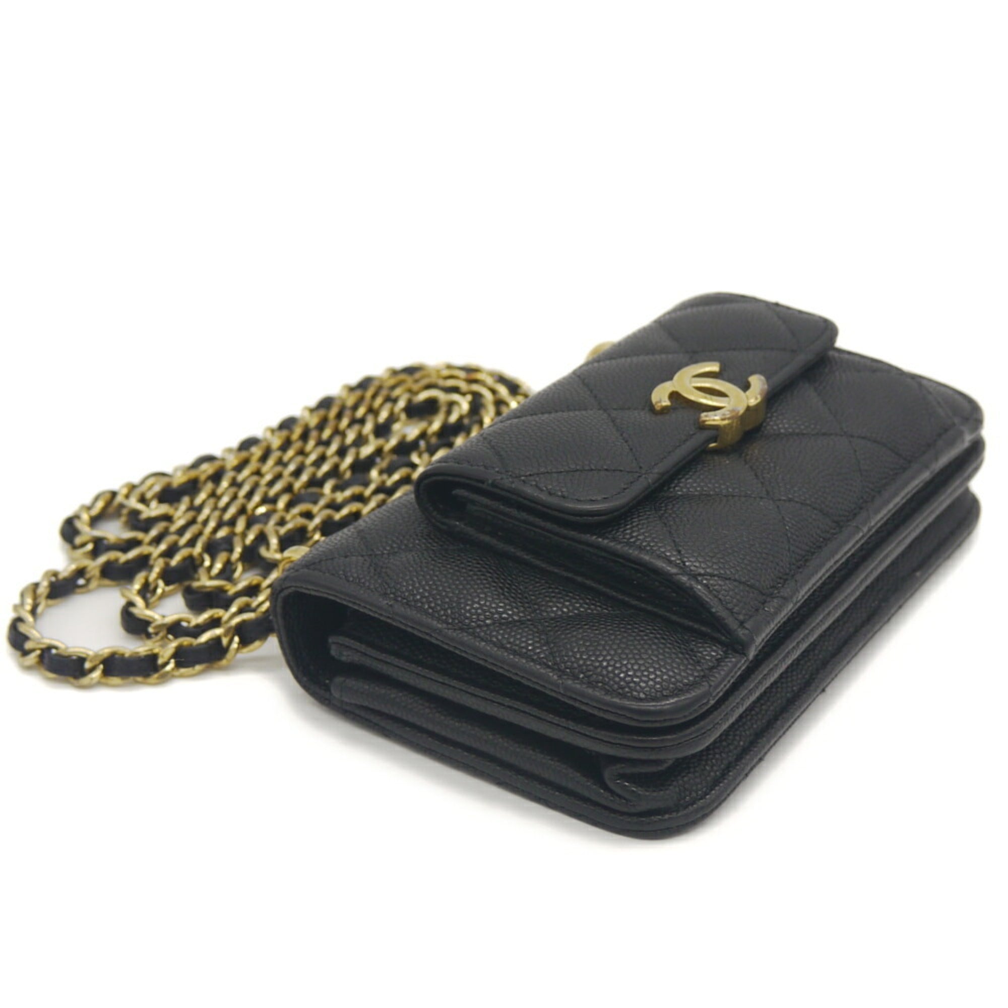 Chanel Black Grained Calfskin Shoulder Bag (Pre-Owned)