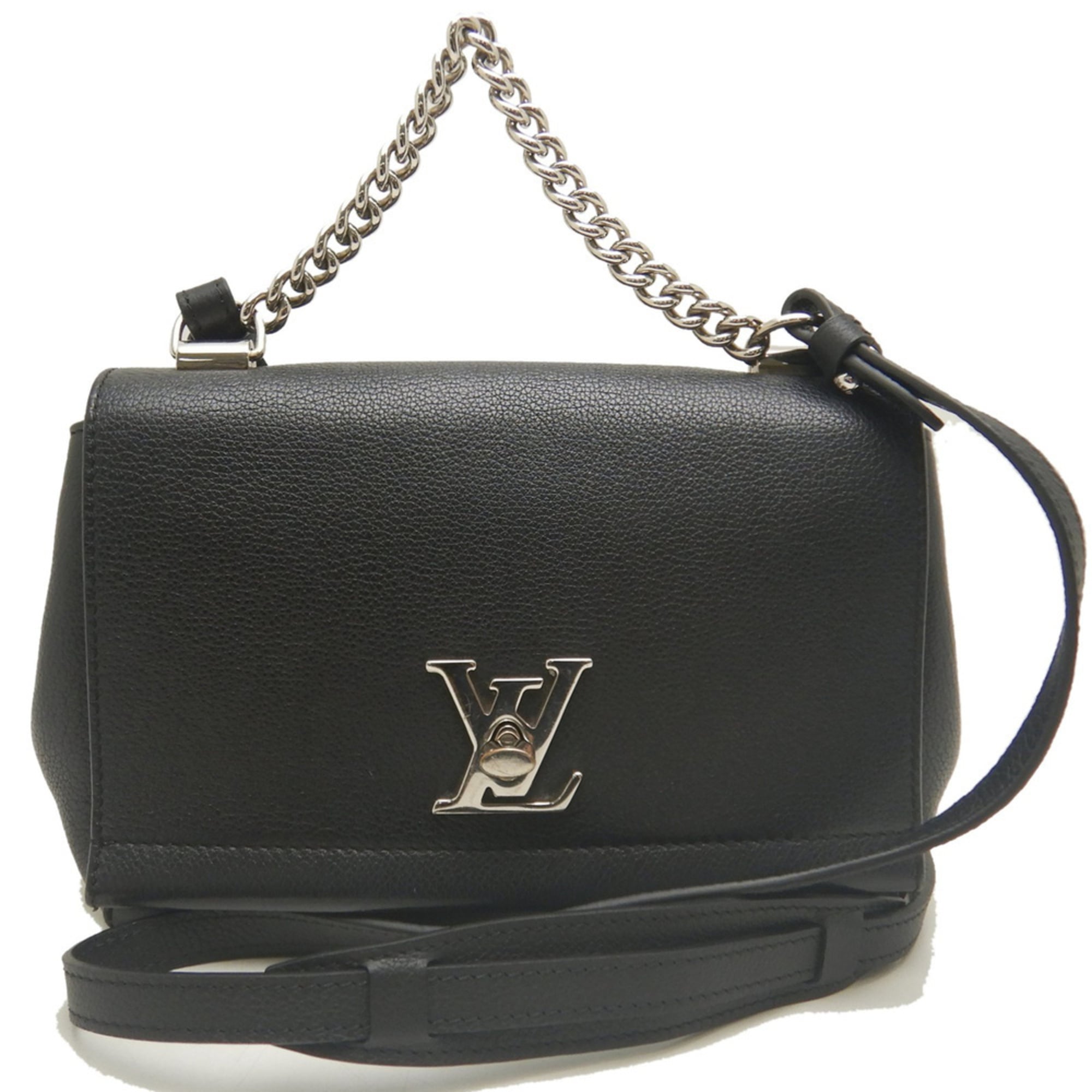 Louis Vuitton Noir Leather Shoulder Bag (Pre-Owned)