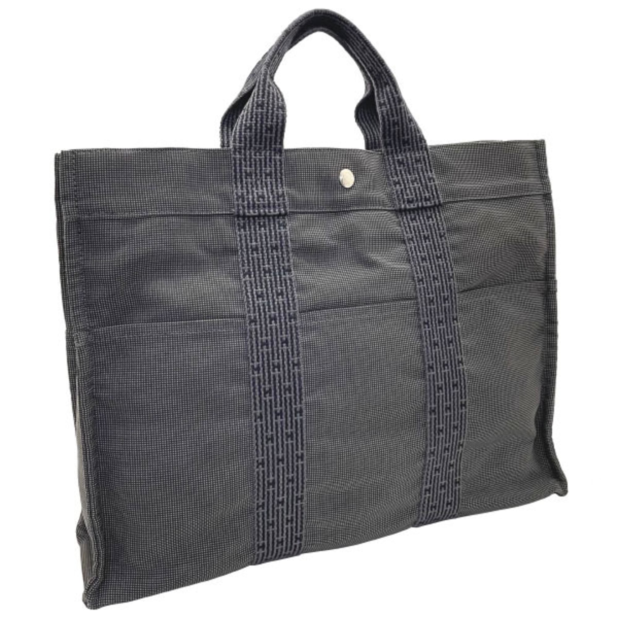Hermes Her Line Gray Nylon Canvas Handbag Tote Bag (Pre-Owned)