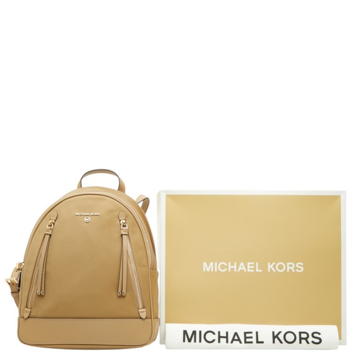 Michael Kors Beige Nylon Leather Backpack (Pre-Owned)