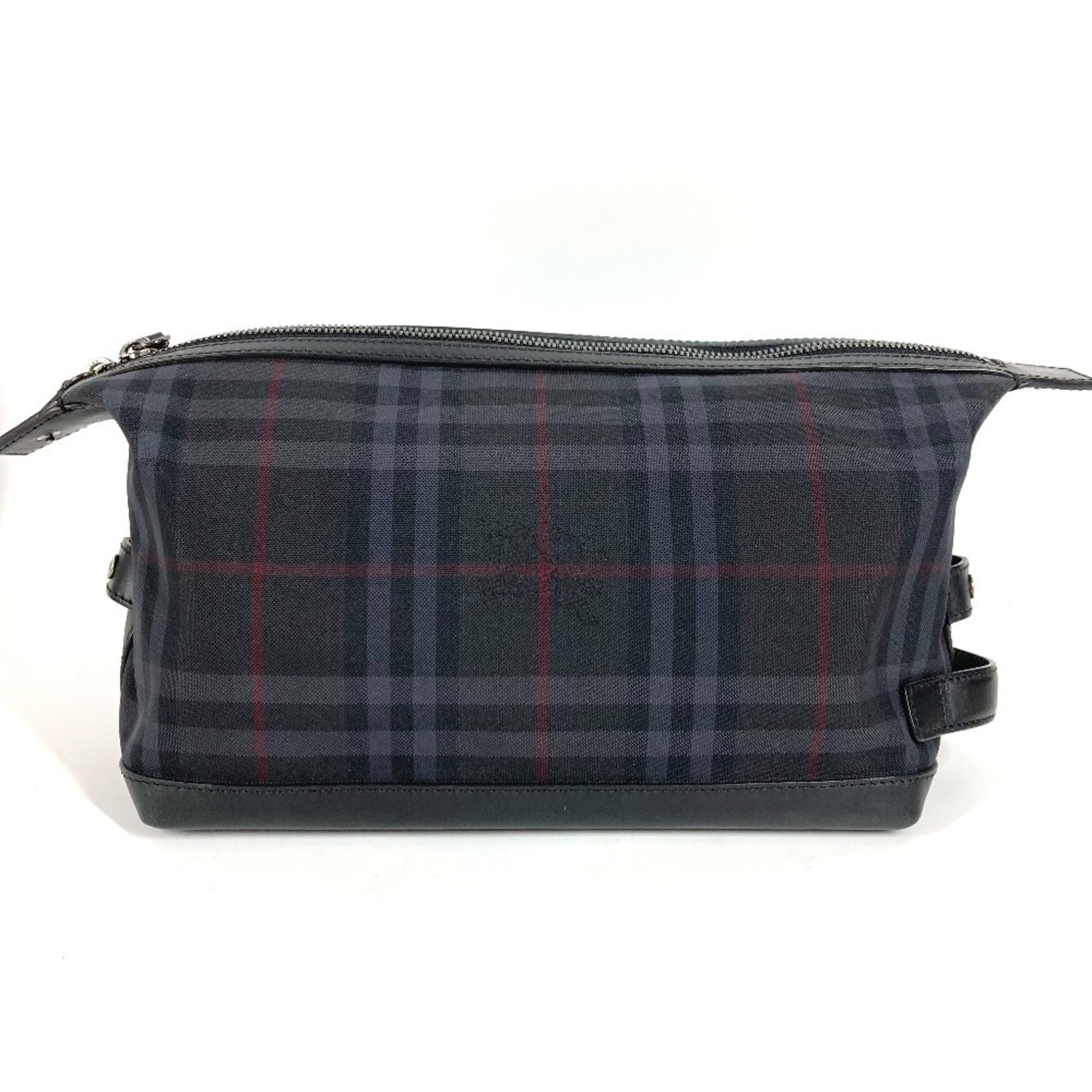 Burberry Black Nylon Canvas Leather Clutch Bag Handbag Pouch (Pre-Owned)