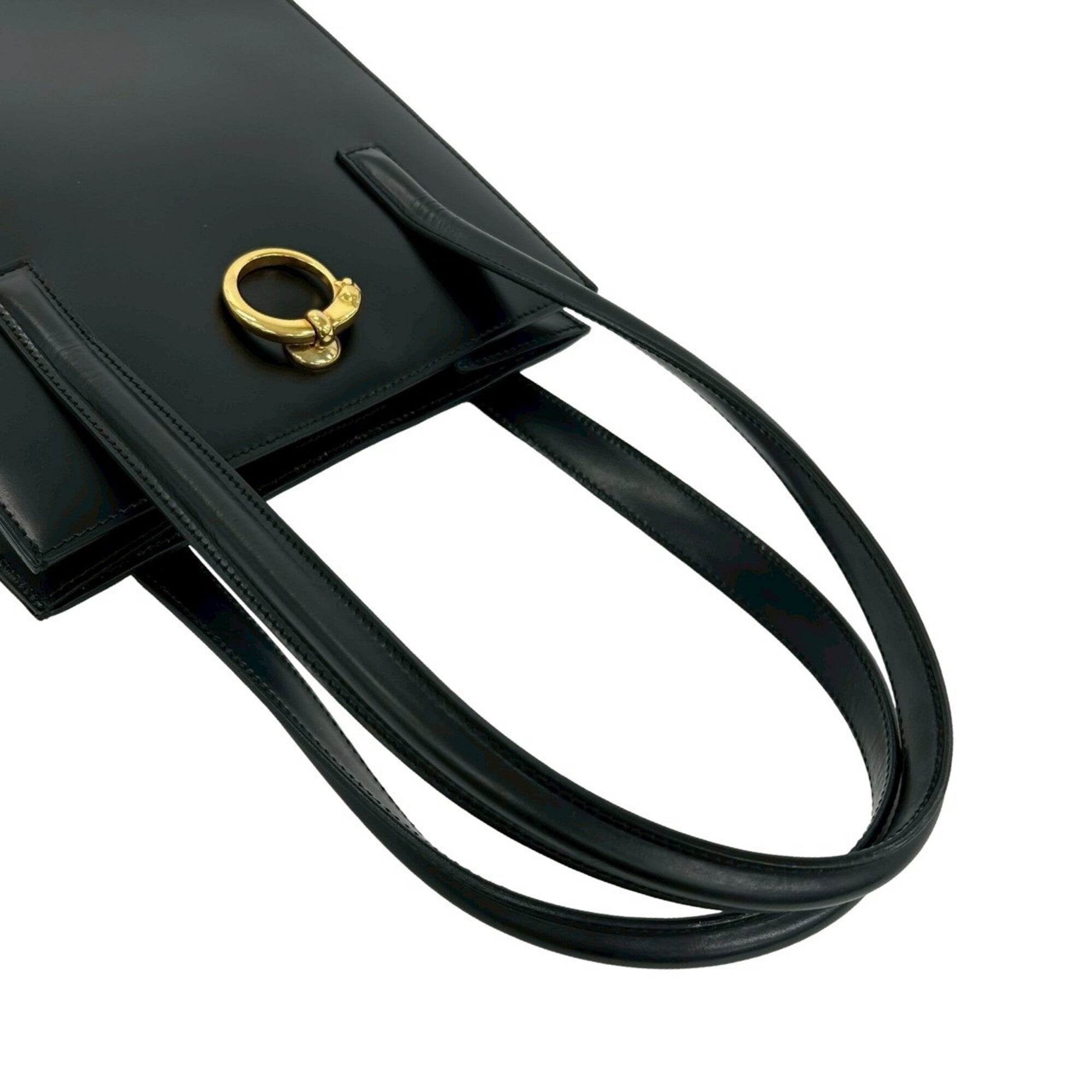 Cartier Black Leather Shoulder Bag Tote Bag (Pre-Owned)
