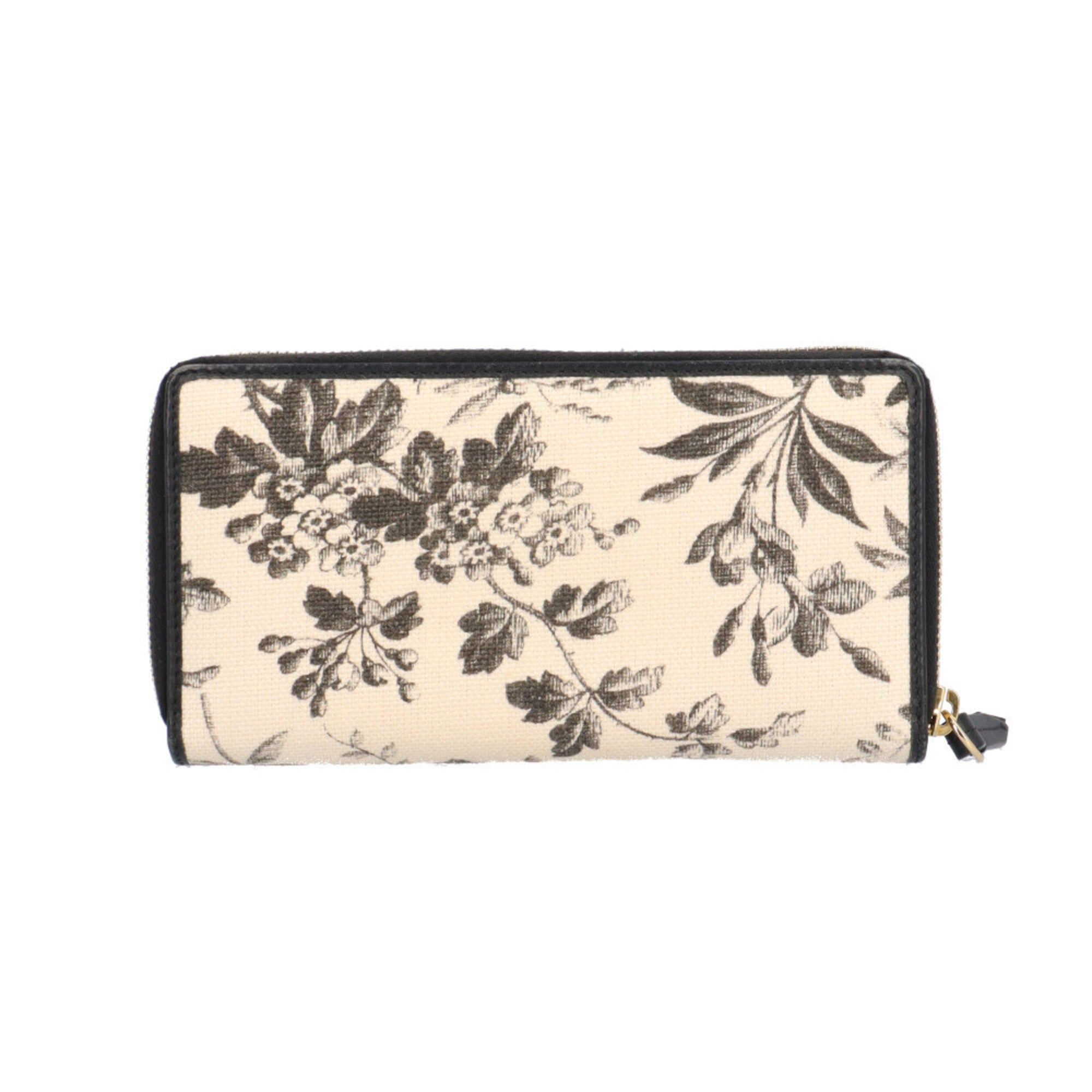 Gucci Beige Black Canvas Long Wallet (Bi-Fold) (Pre-Owned)